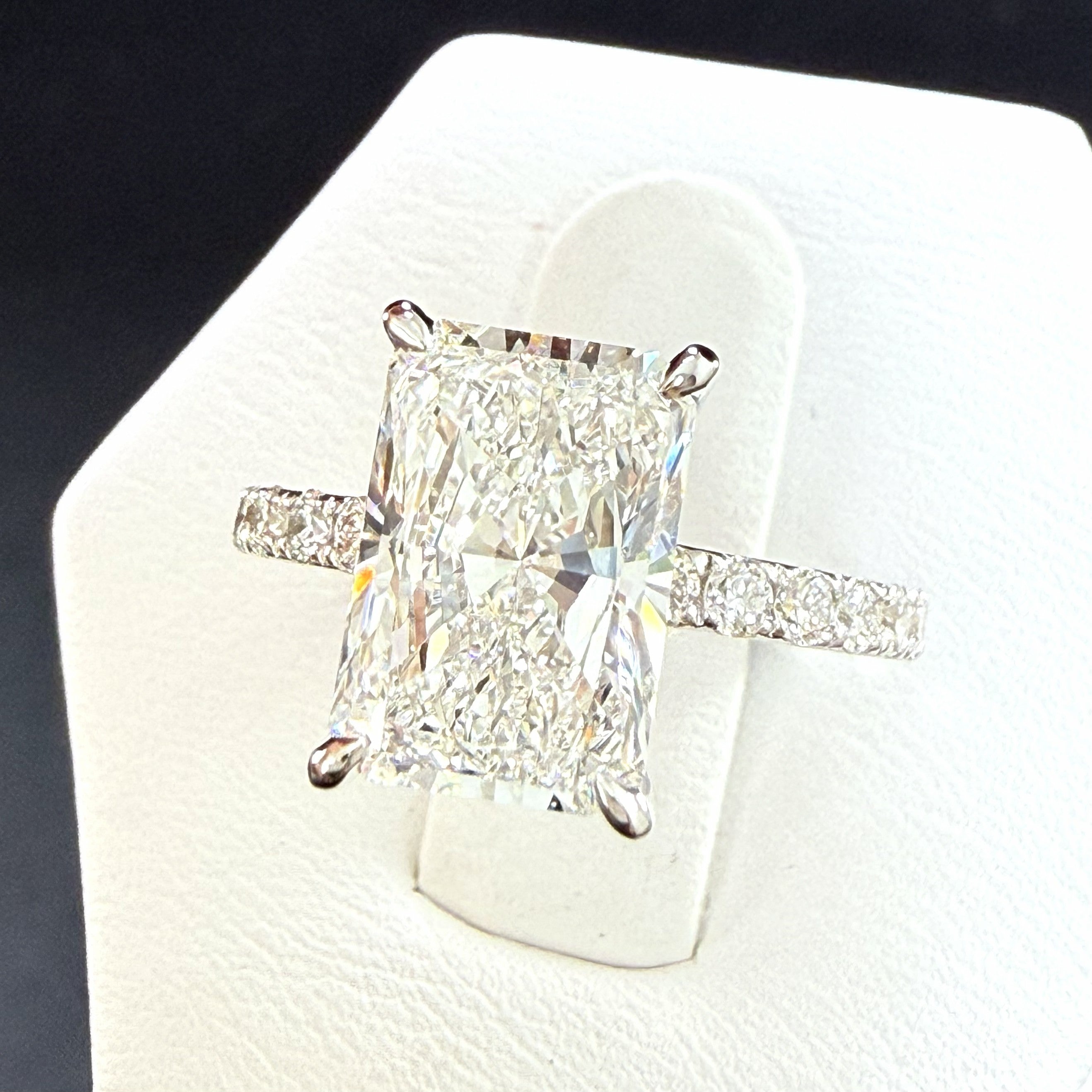 Radiant Cut Lab Grown Diamond Engagement Ring | 3.75ct IGI Certified | 14K White Gold