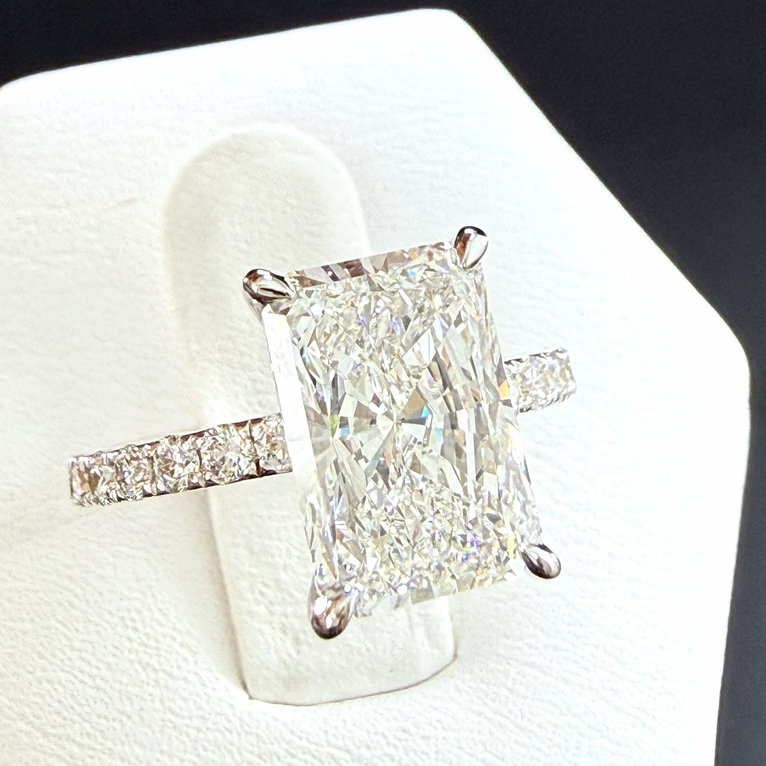 Radiant Cut Lab Grown Diamond Engagement Ring | 3.75ct IGI Certified | 14K White Gold
