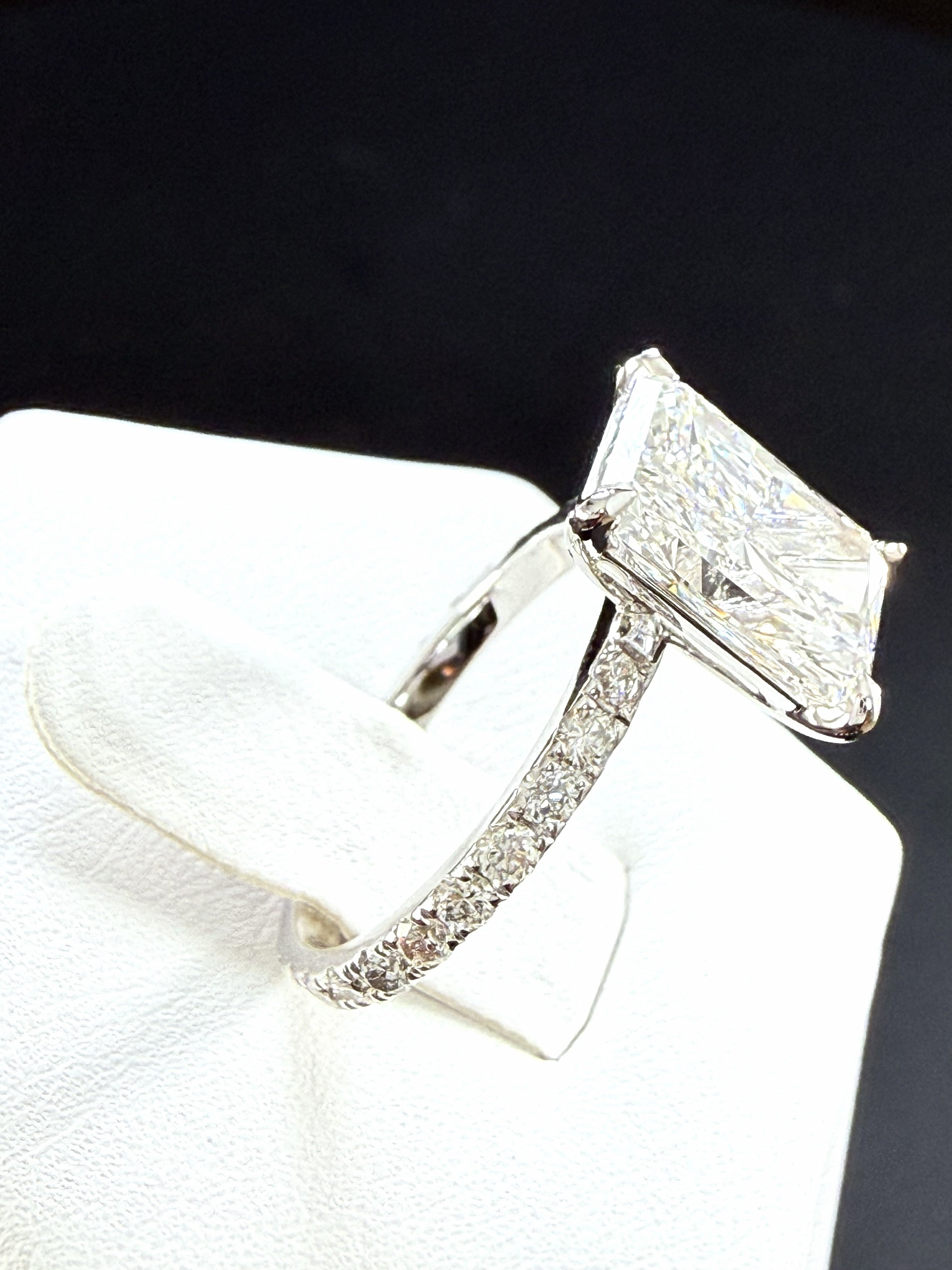 Radiant Cut Lab Grown Diamond Engagement Ring | 3.75ct IGI Certified | 14K White Gold