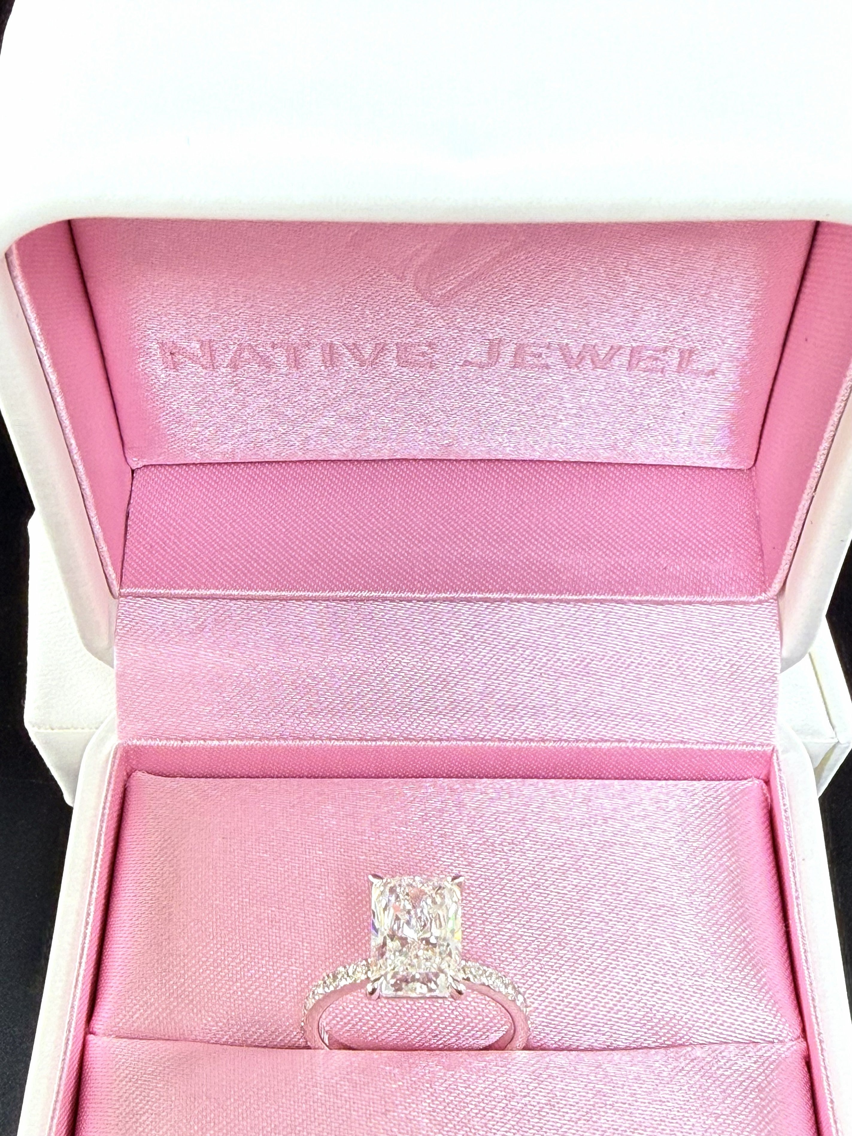 Radiant Cut Lab Grown Diamond Engagement Ring | 3.75ct IGI Certified | 14K White Gold