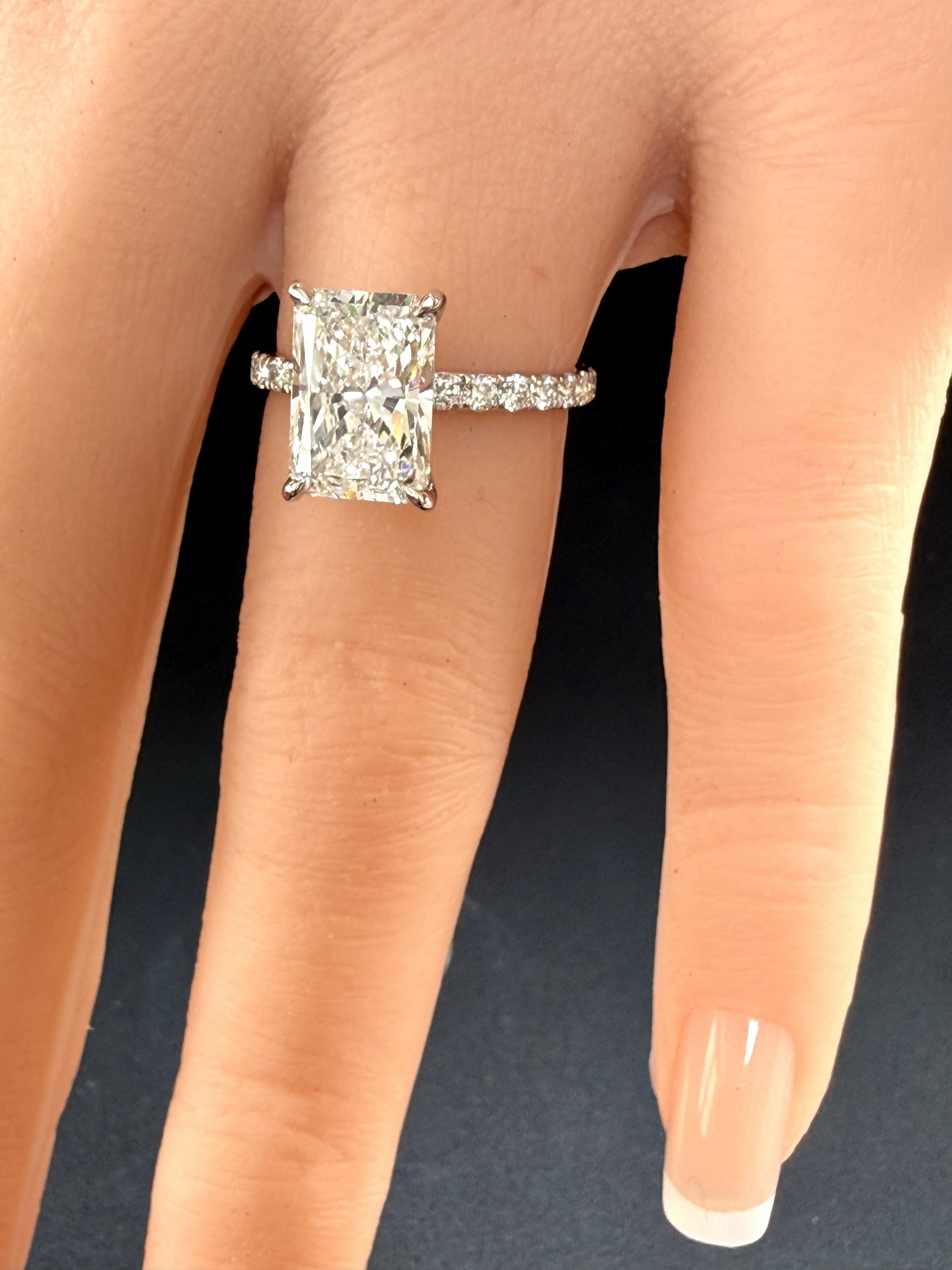Radiant Cut Lab Grown Diamond Engagement Ring | 3.75ct IGI Certified | 14K White Gold