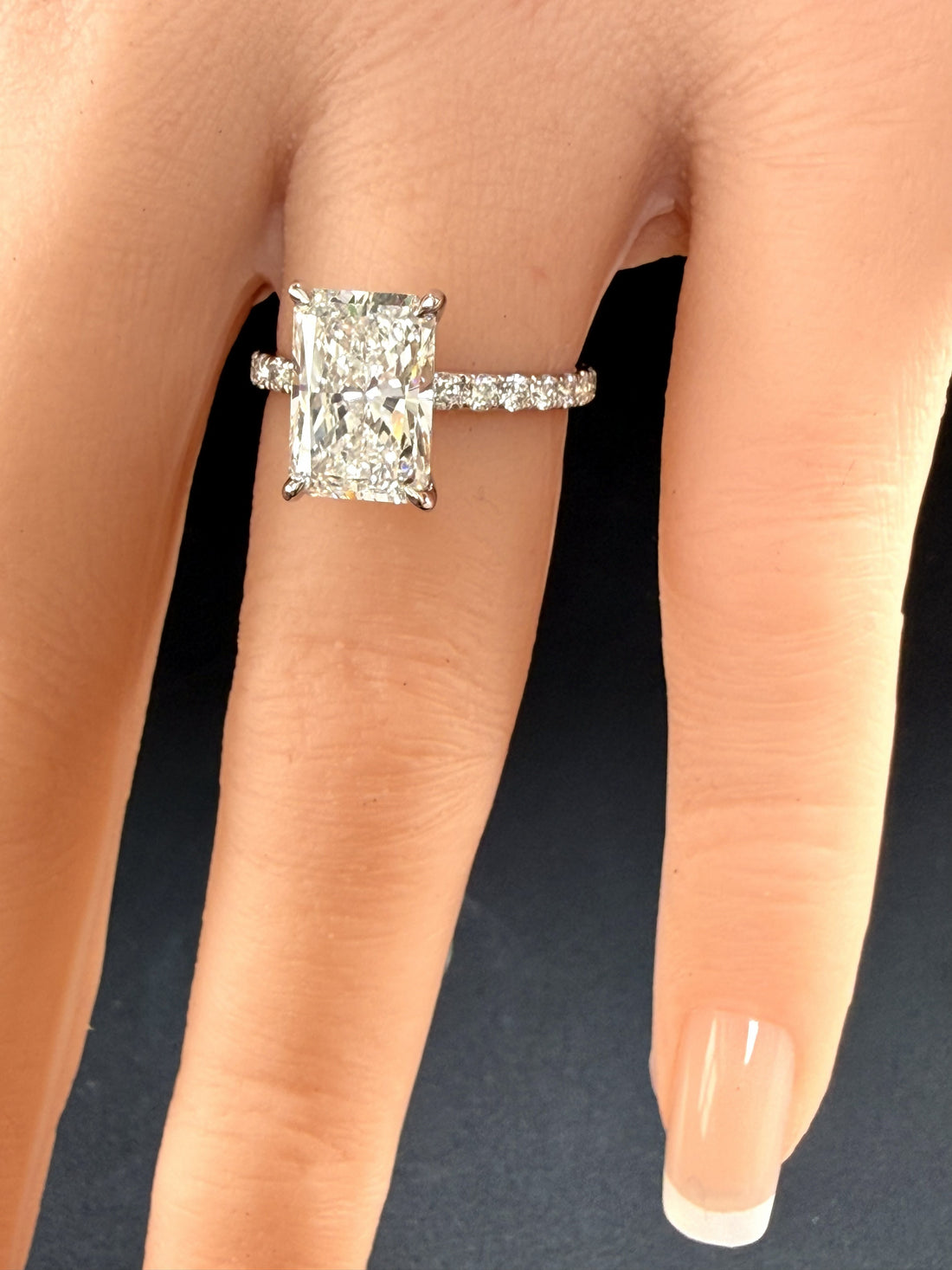 Radiant Cut Lab Grown Diamond Engagement Ring | 3.75ct IGI Certified | 14K White Gold