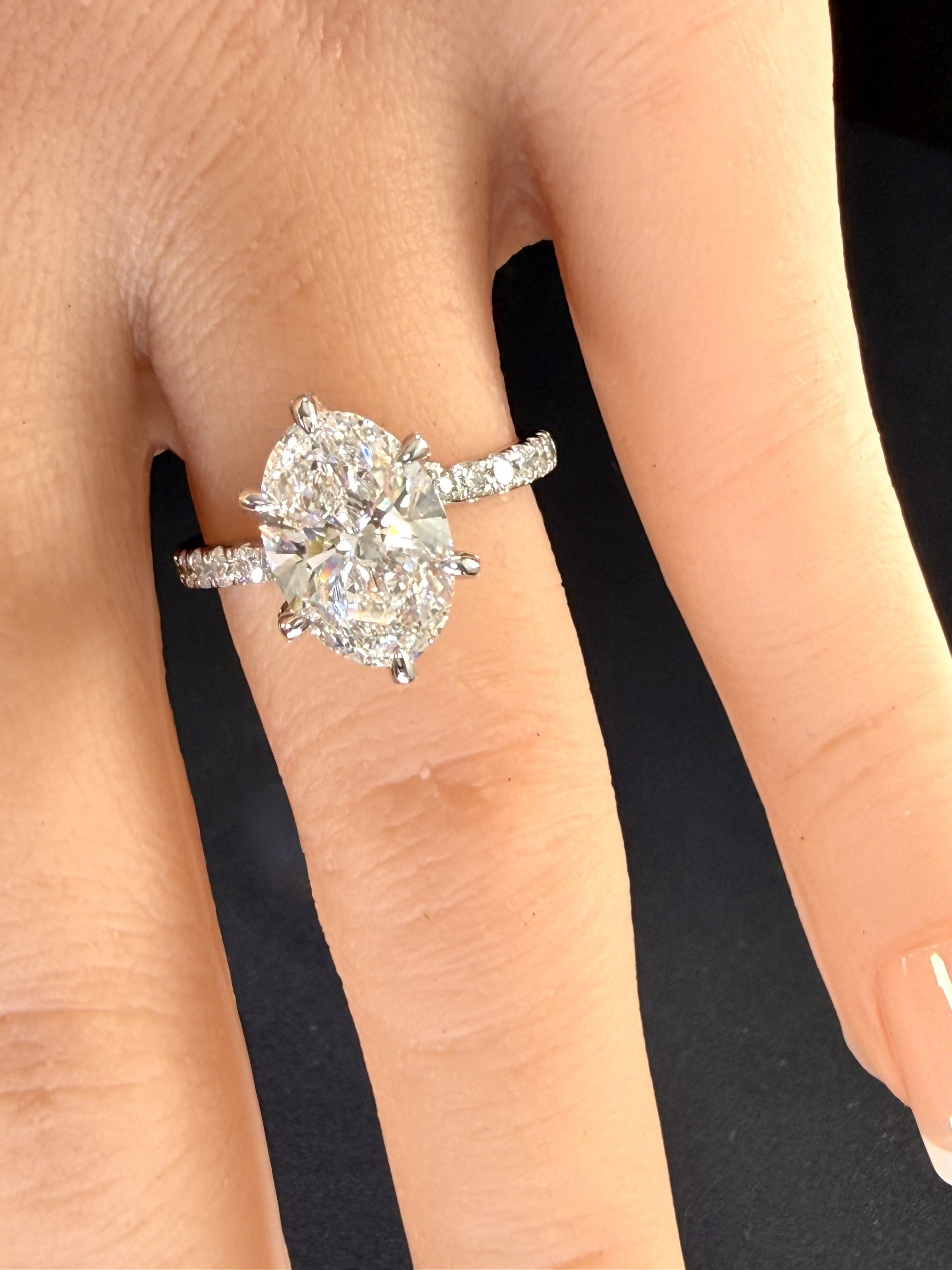 Oval Lab Grown Diamond Engagement Ring | 3.6ct IGI Certified | 14K White Gold Solitaire