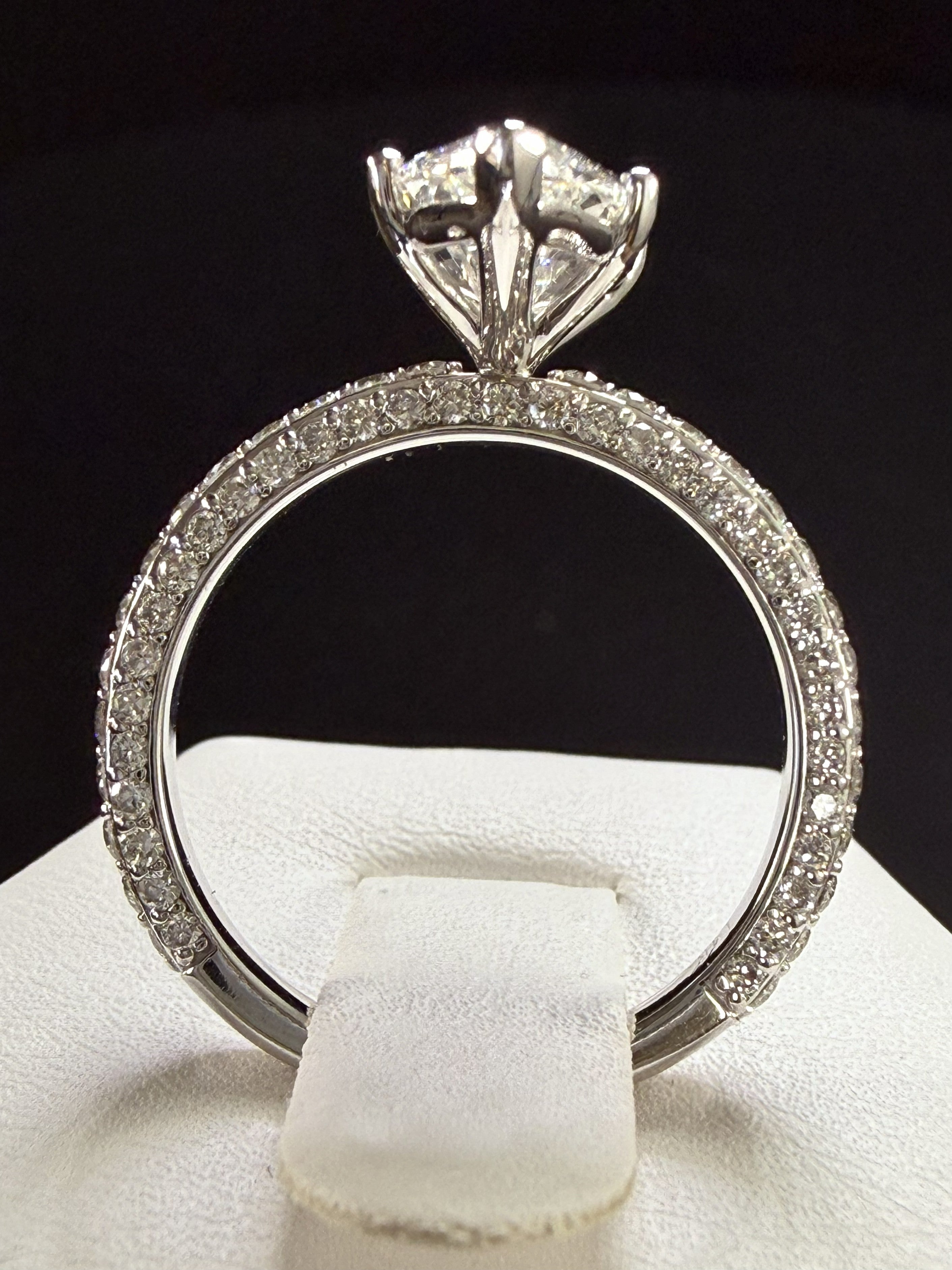 Marquise Lab Grown Diamond Engagement Ring | 4ct IGI Certified | 14K White Gold All-Sides Pave