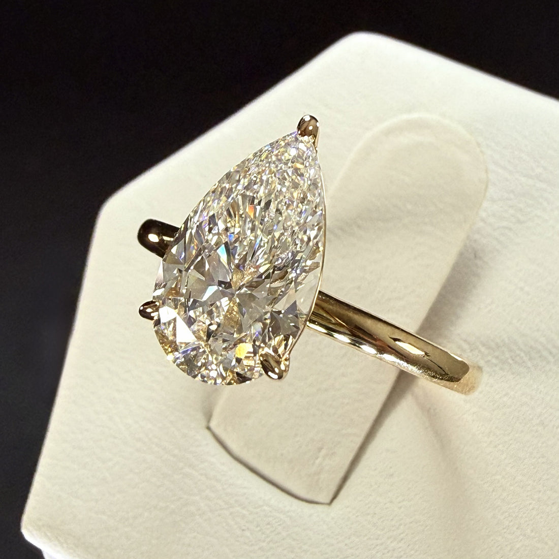 Pear Lab Grown Diamond Engagement Ring | 2ct IGI Certified | 14K Yellow Gold Solitaire