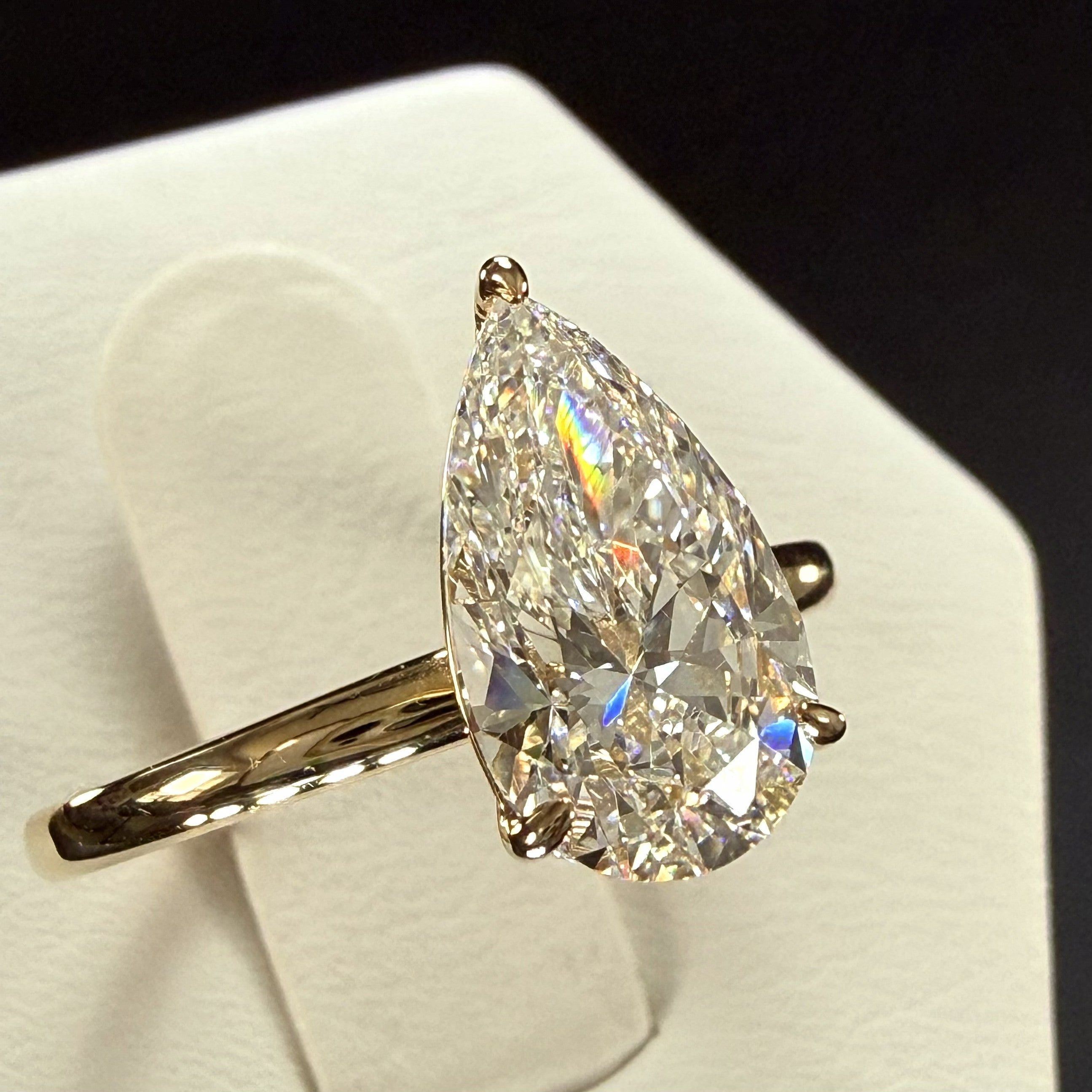 Pear Lab Grown Diamond Engagement Ring | 2ct IGI Certified | 14K Yellow Gold Solitaire
