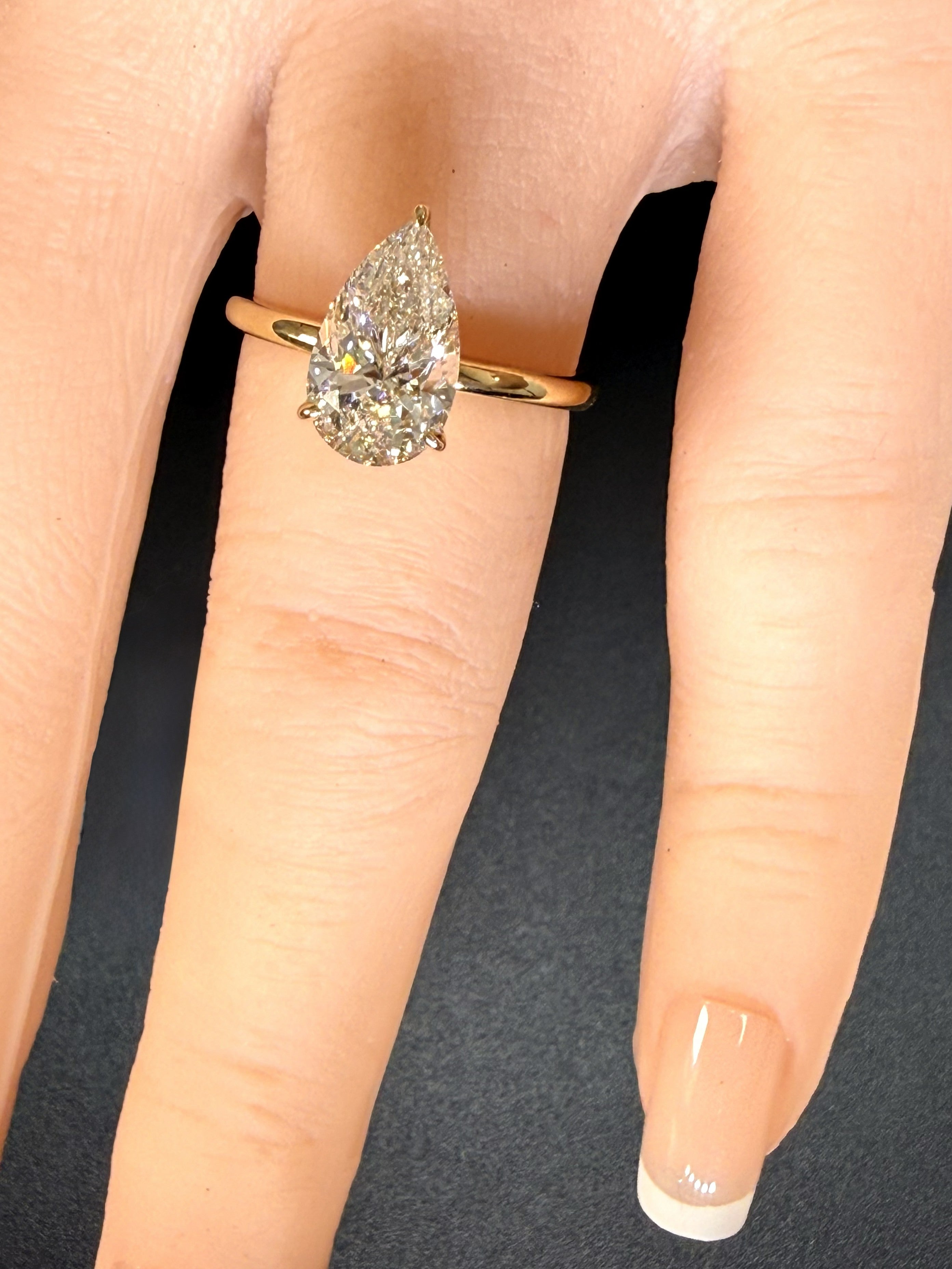 Pear Lab Grown Diamond Engagement Ring | 2ct IGI Certified | 14K Yellow Gold Solitaire