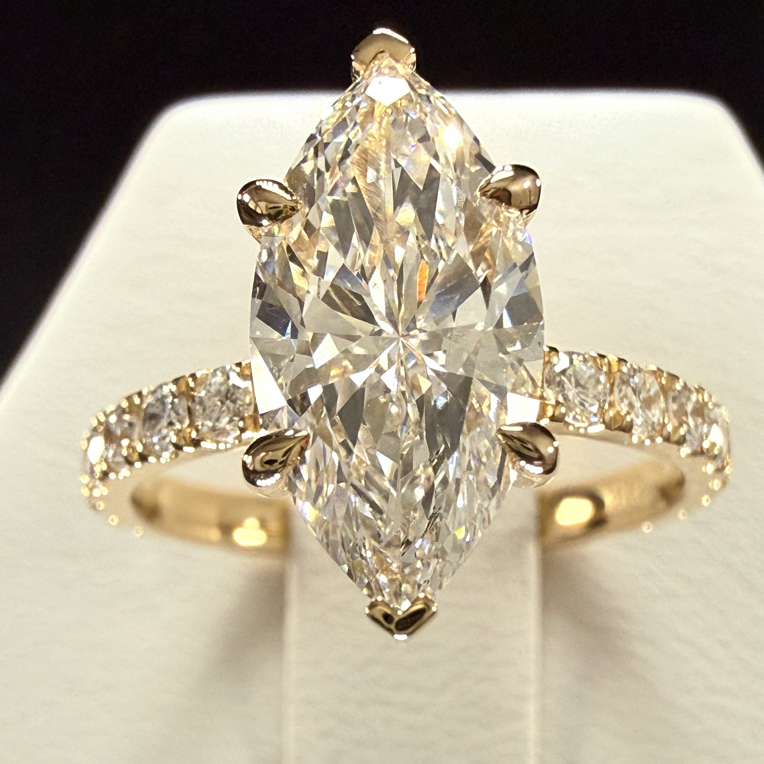 Marquise Lab Grown Diamond Engagement Ring | 2.75ct IGI Certified | 14K Yellow Gold