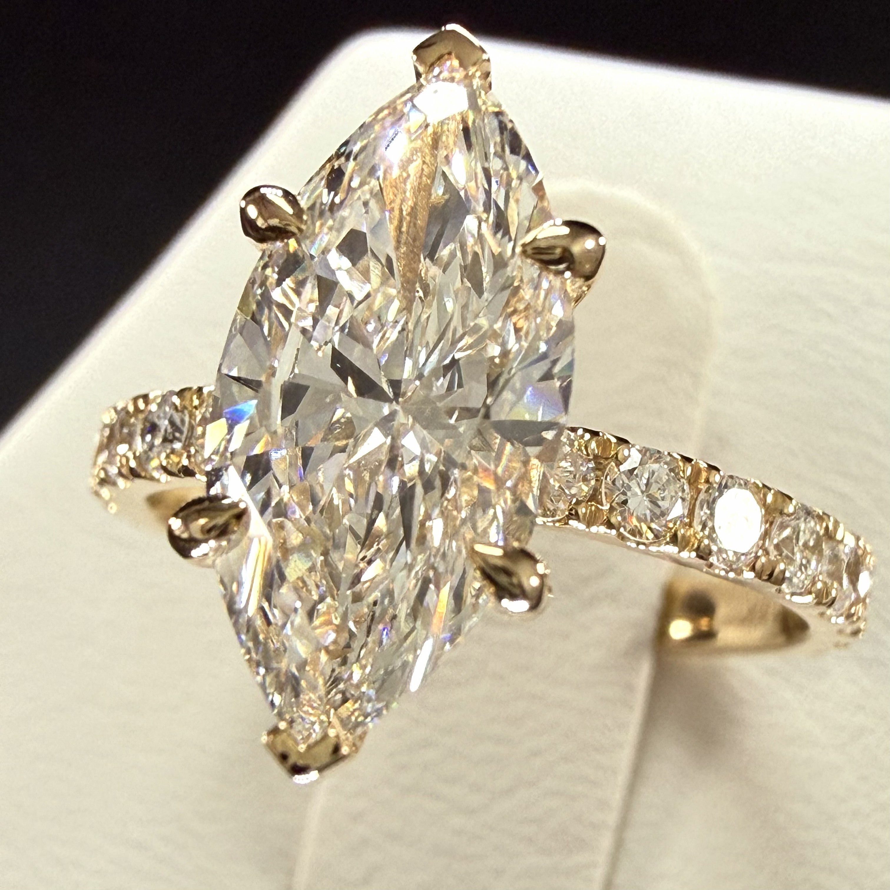 Marquise Lab Grown Diamond Engagement Ring | 2.75ct IGI Certified | 14K Yellow Gold