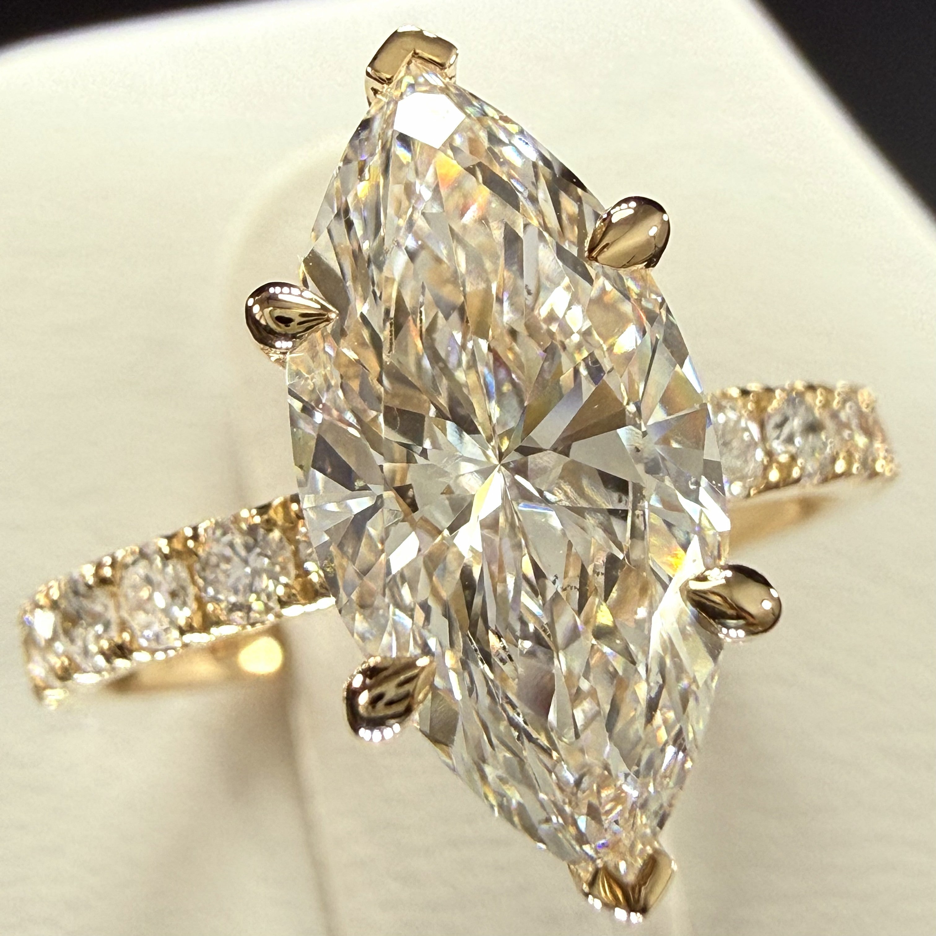 Marquise Lab Grown Diamond Engagement Ring | 2.75ct IGI Certified | 14K Yellow Gold