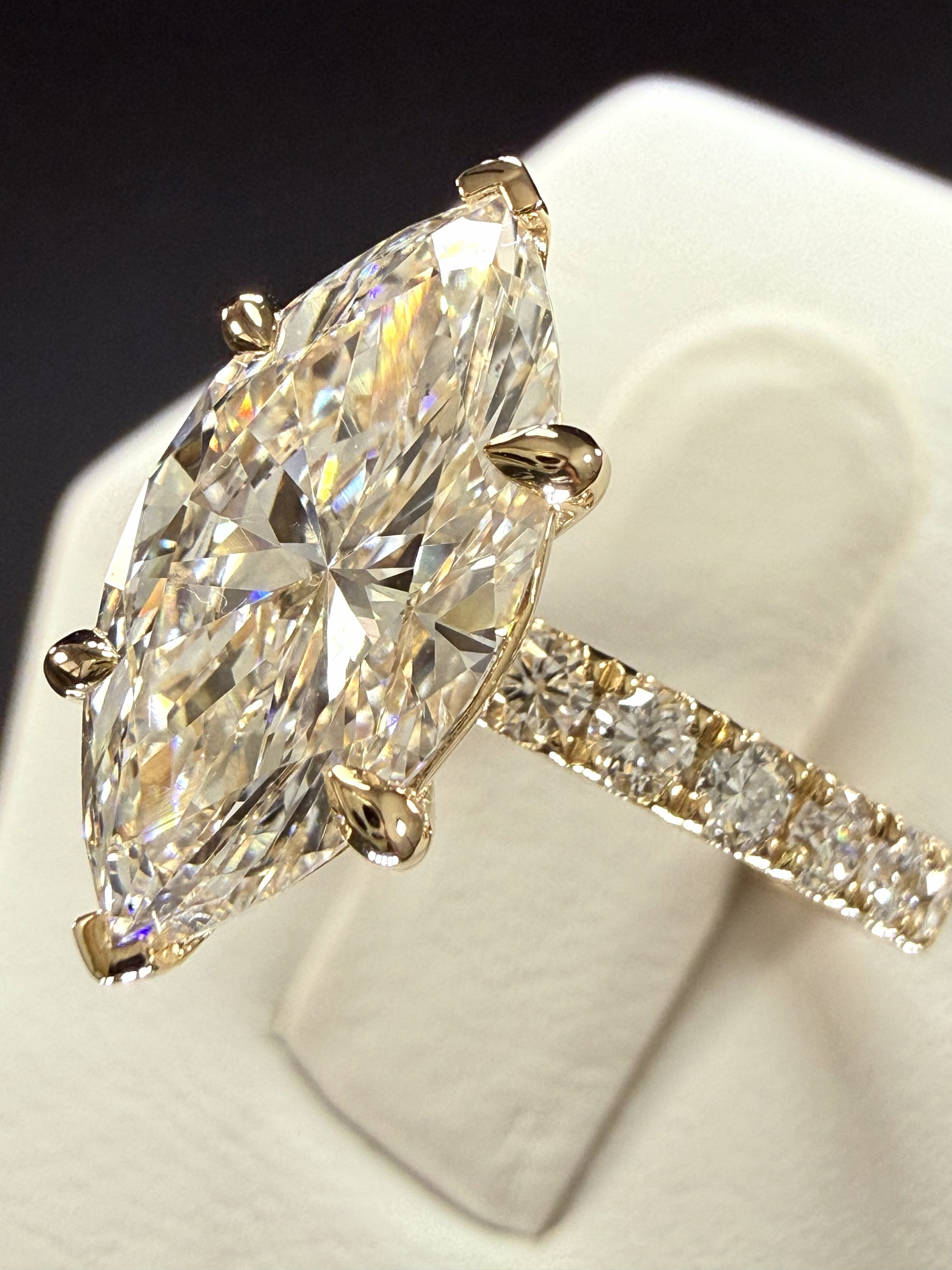 Marquise Lab Grown Diamond Engagement Ring | 2.75ct IGI Certified | 14K Yellow Gold
