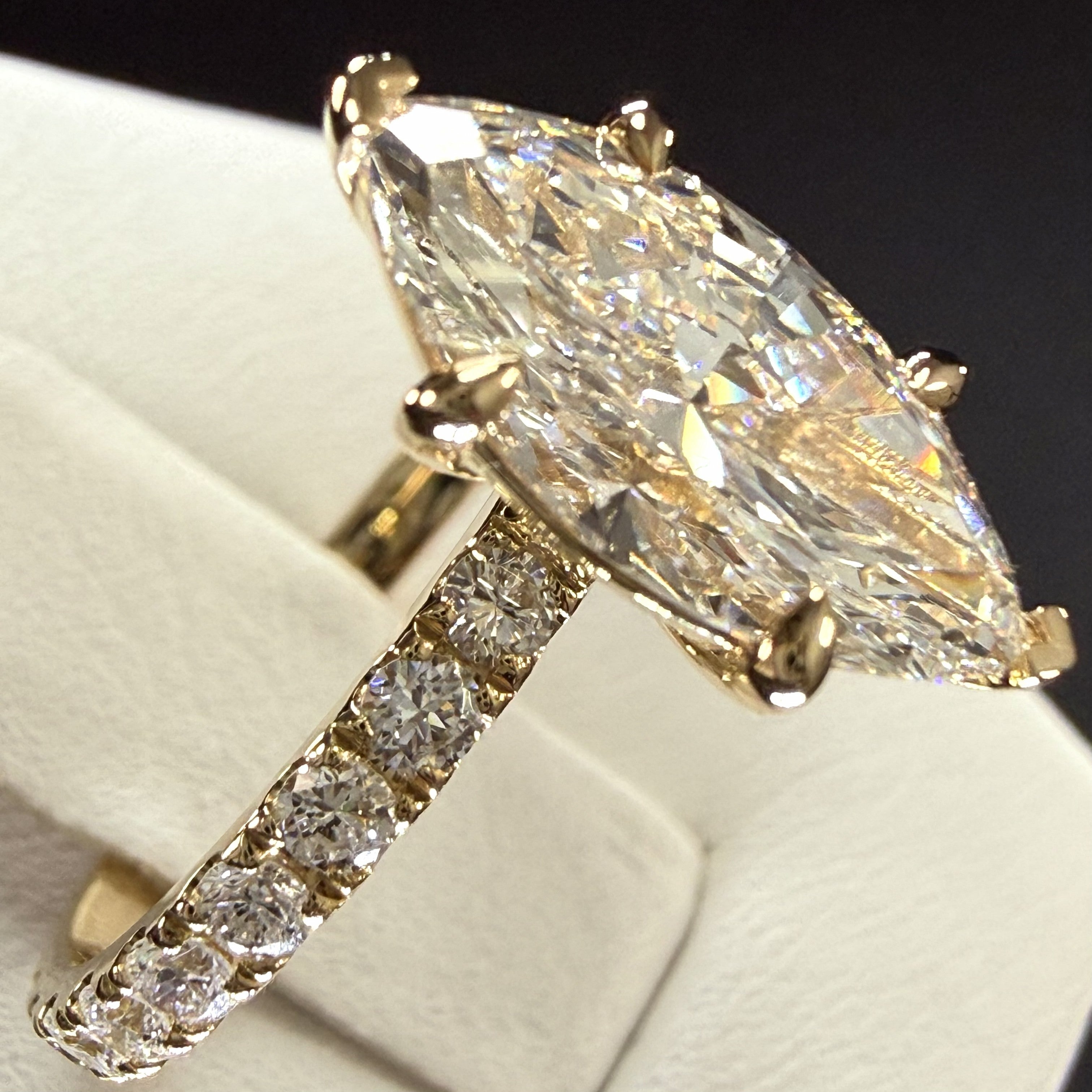 Marquise Lab Grown Diamond Engagement Ring | 2.75ct IGI Certified | 14K Yellow Gold