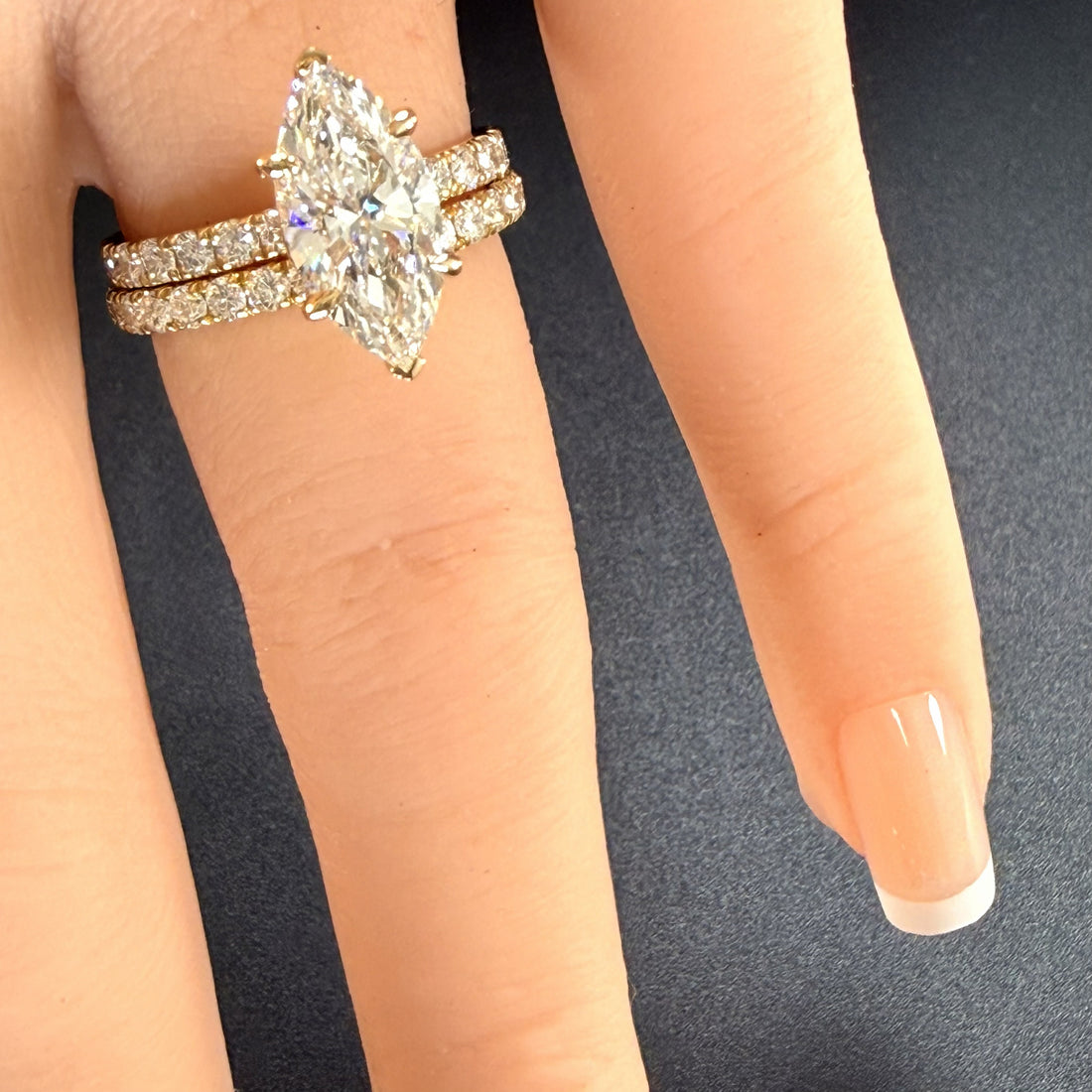 Marquise Lab Grown Diamond Engagement Ring | 2.75ct IGI Certified | 14K Yellow Gold