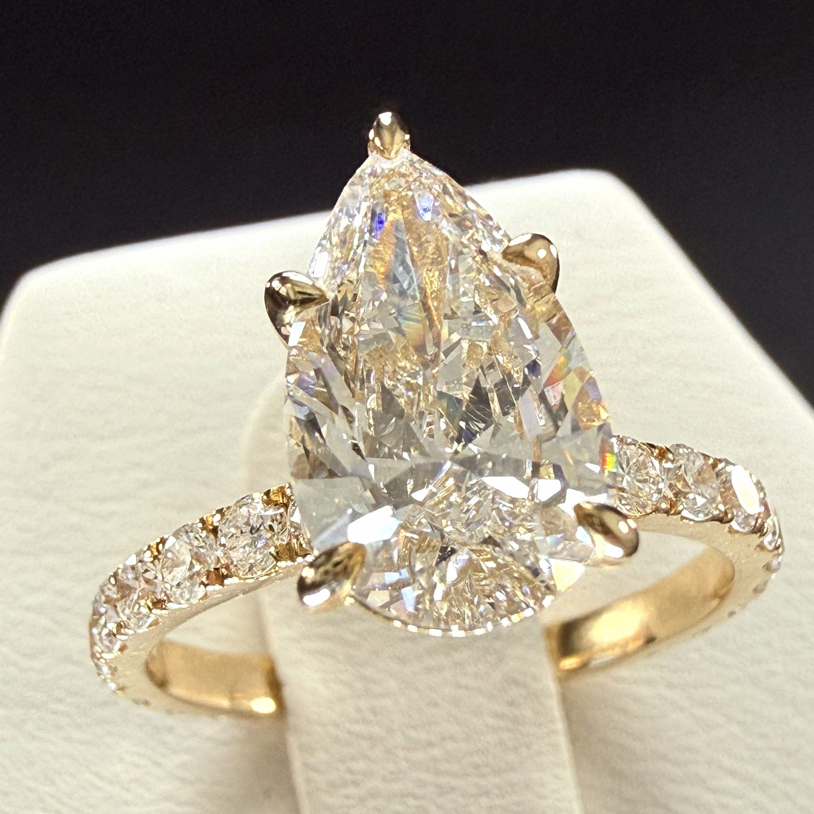 Pear Lab Grown Diamond Engagement Ring | 2ct IGI Certified | 14K Yellow Gold