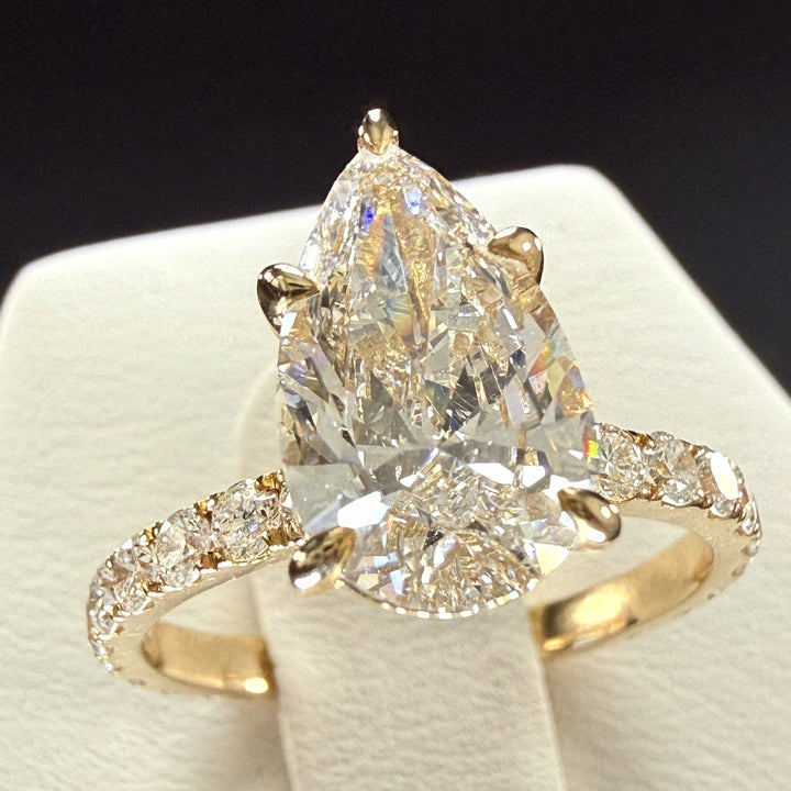 Pear Lab Grown Diamond Engagement Ring | 3.55ct IGI Certified | 14K White Gold