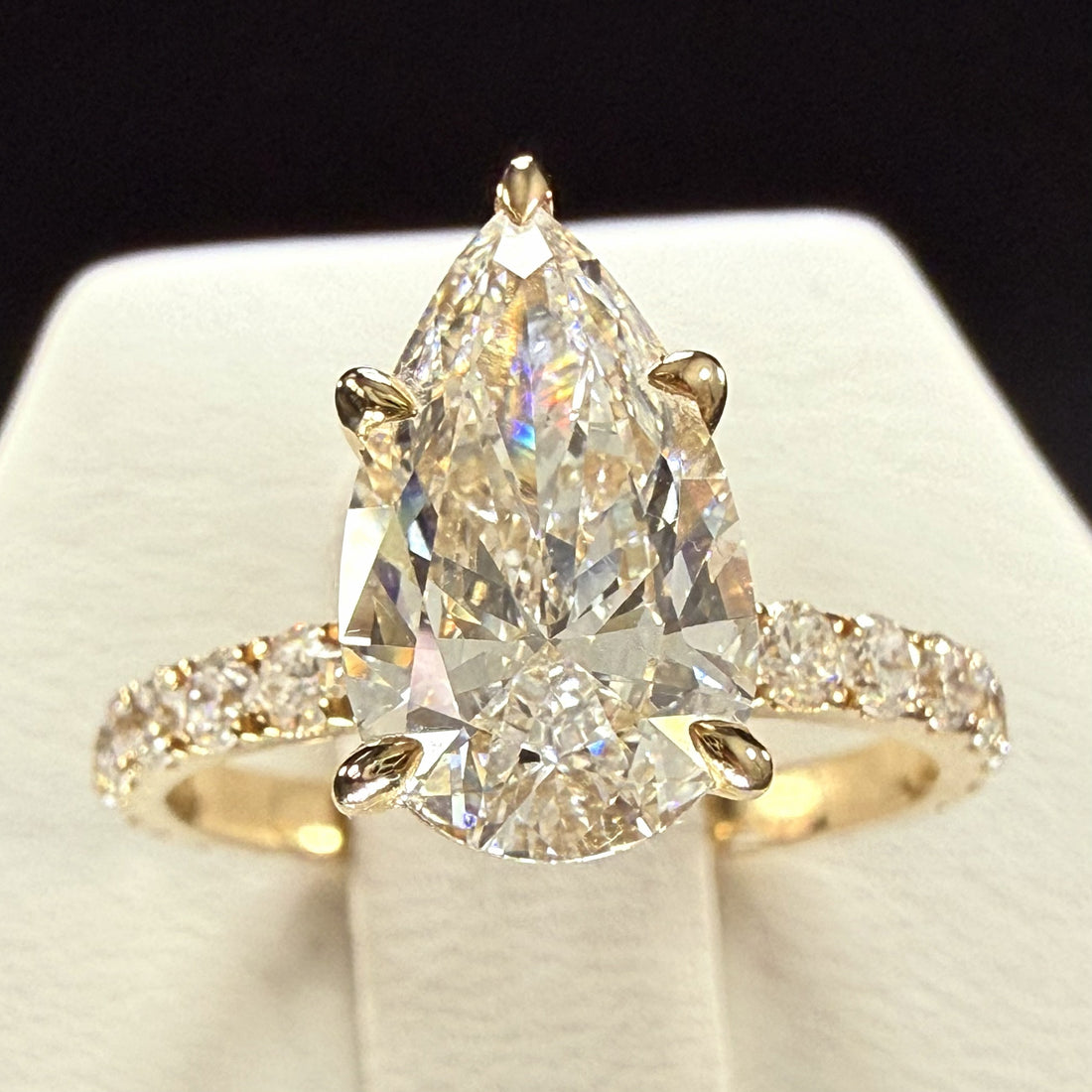 Pear Lab Grown Diamond Engagement Ring | 2ct IGI Certified | 14K Yellow Gold