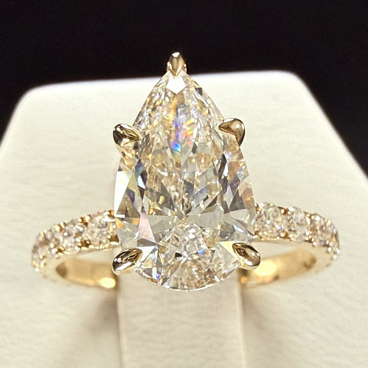 Pear Lab Grown Diamond Engagement Ring | 2ct IGI Certified | 14K Yellow Gold