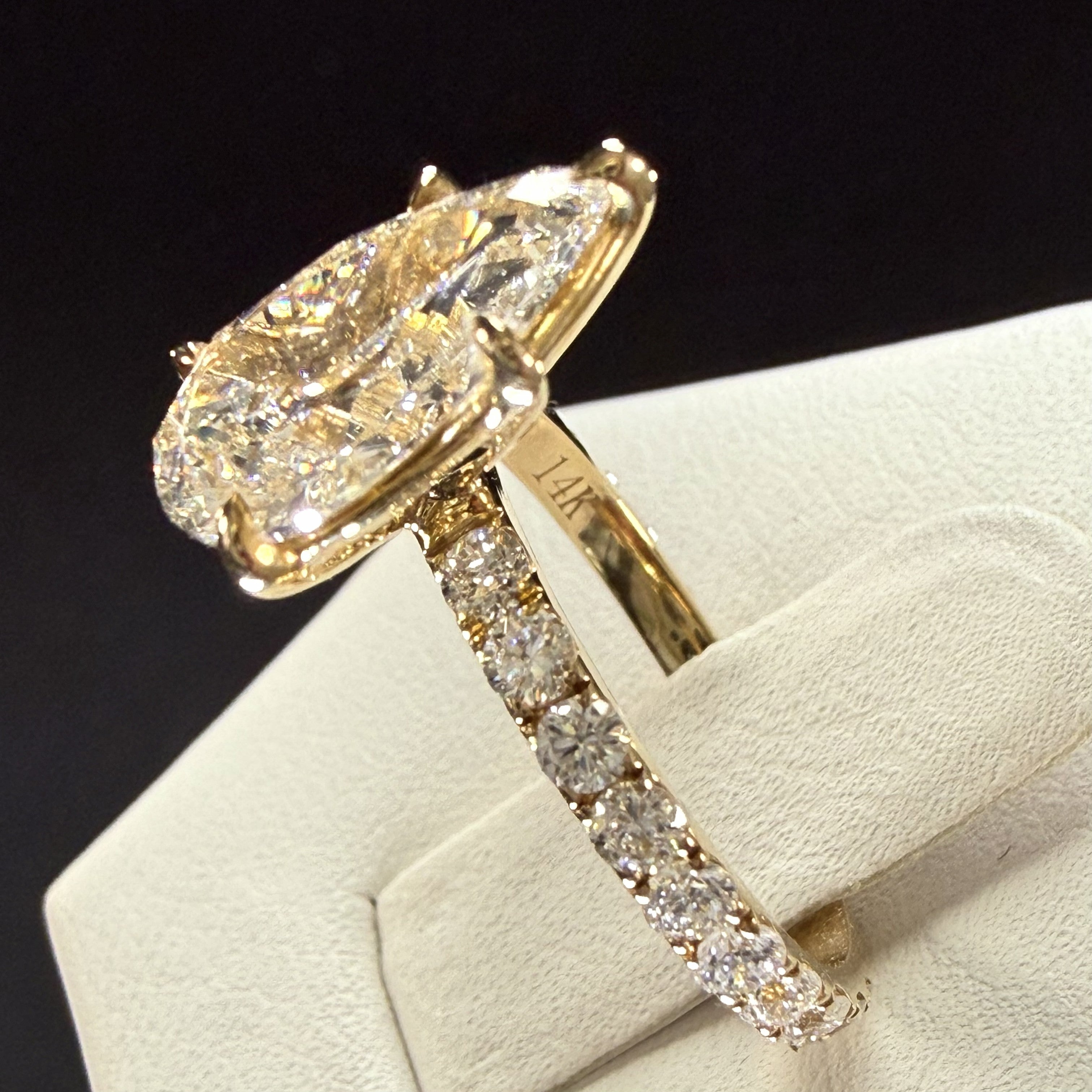 Pear Lab Grown Diamond Engagement Ring | 2ct IGI Certified | 14K Yellow Gold