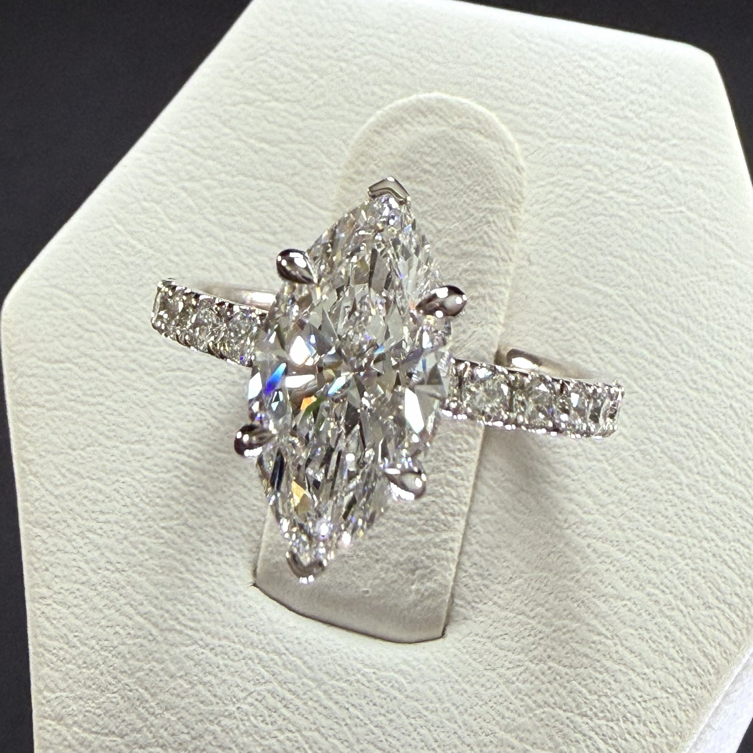 Marquise Lab Grown Diamond Engagement Ring | 2.75ct IGI Certified | 14K White Gold Pave