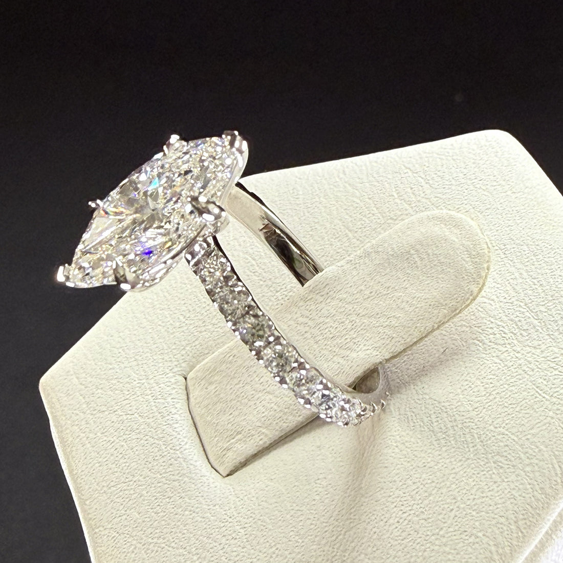 Marquise Lab Grown Diamond Engagement Ring | 2.75ct IGI Certified | 14K White Gold Pave