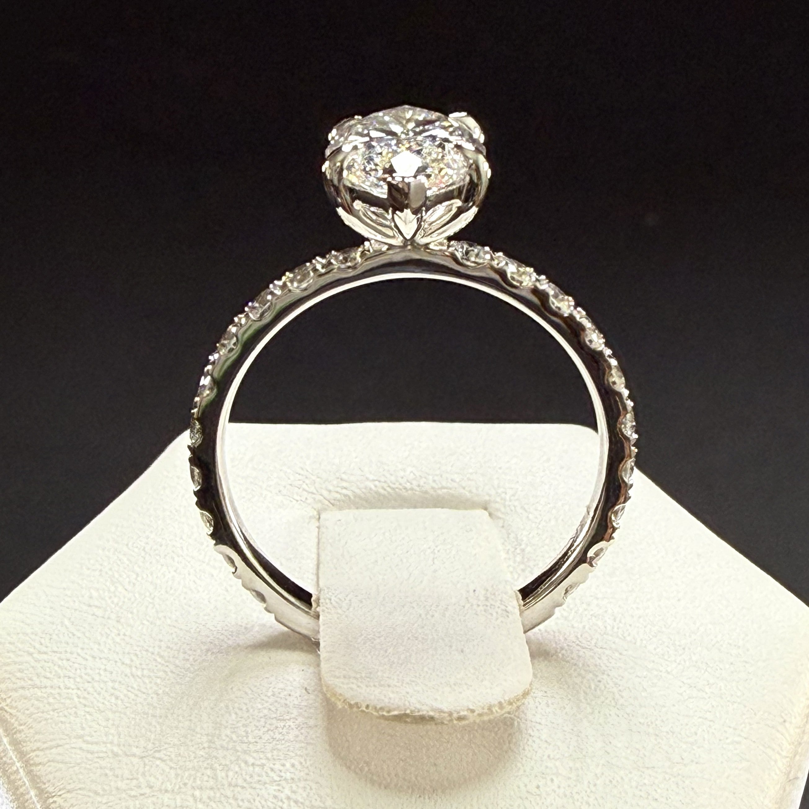Marquise Lab Grown Diamond Engagement Ring | 2.75ct IGI Certified | 14K White Gold Pave