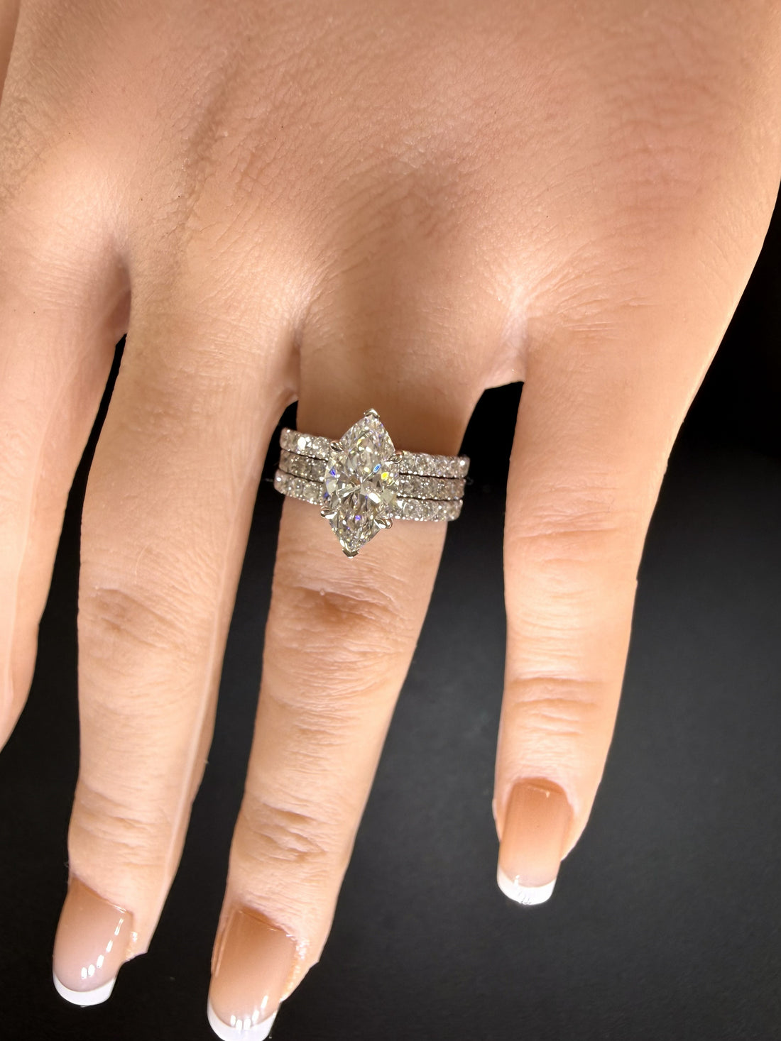Marquise Lab Grown Diamond Engagement Ring | 2.75ct IGI Certified | 14K White Gold Pave