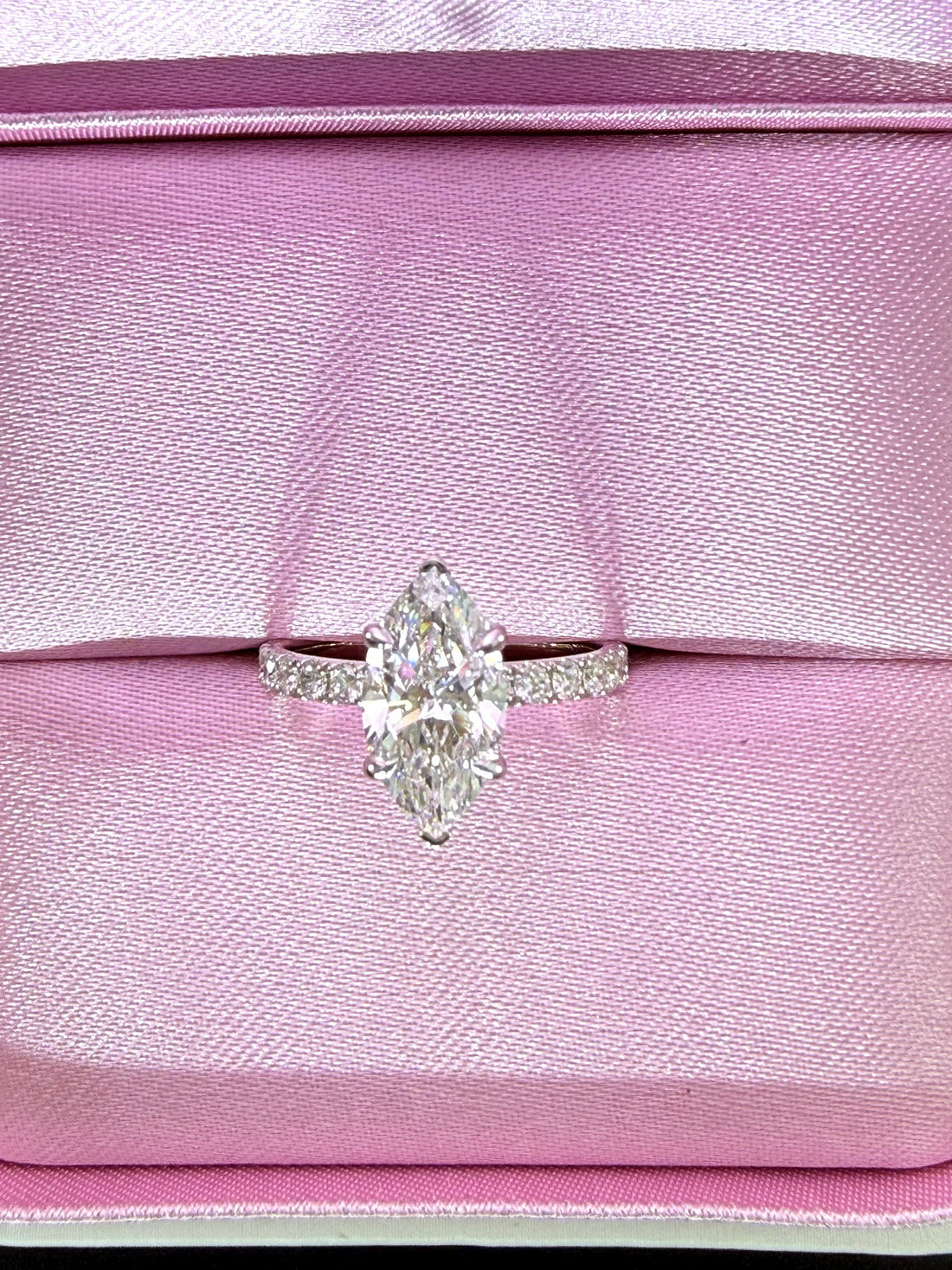 Marquise Lab Grown Diamond Engagement Ring | 2.75ct IGI Certified | 14K White Gold Pave