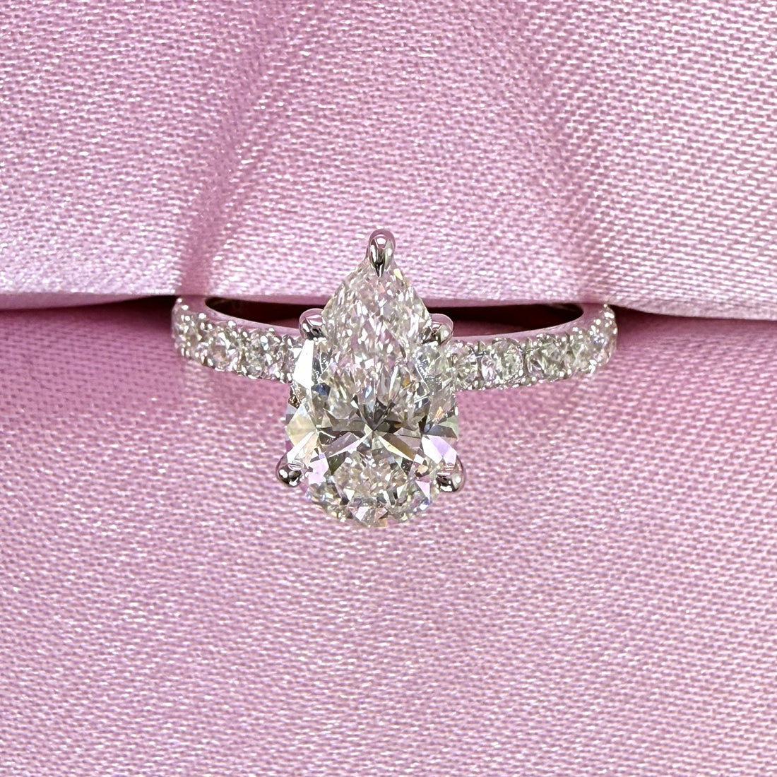 Pear Lab Grown Diamond Engagement Ring | 3.55ct IGI Certified | 14K Yellow Gold