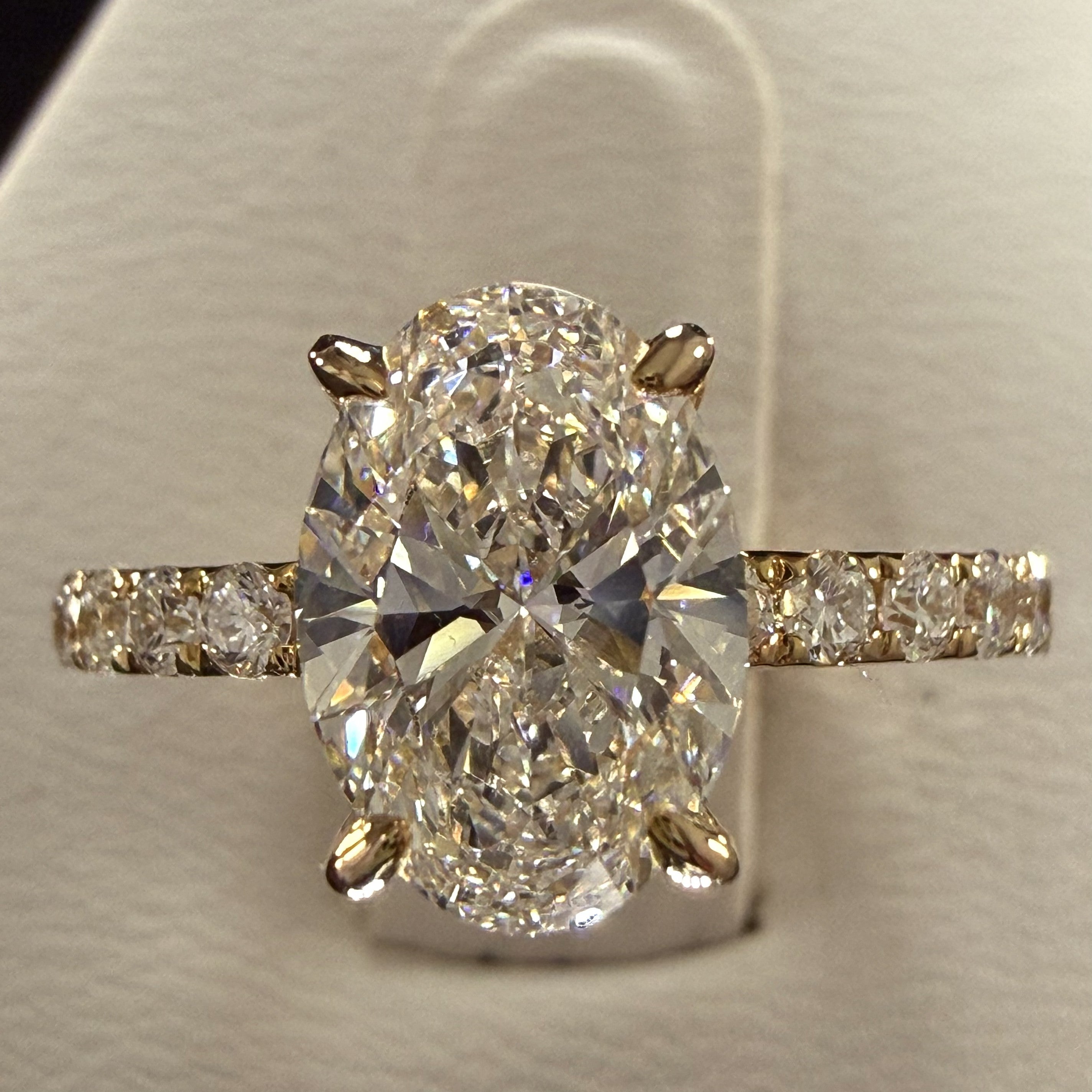Oval Lab Grown Diamond Engagement Ring | 2.27ct IGI Certified | 14K Yellow Gold