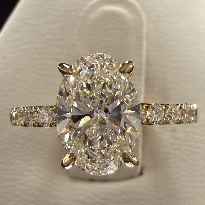 Oval Lab Grown Diamond Engagement Ring | 2.27ct IGI Certified | 14K Yellow Gold