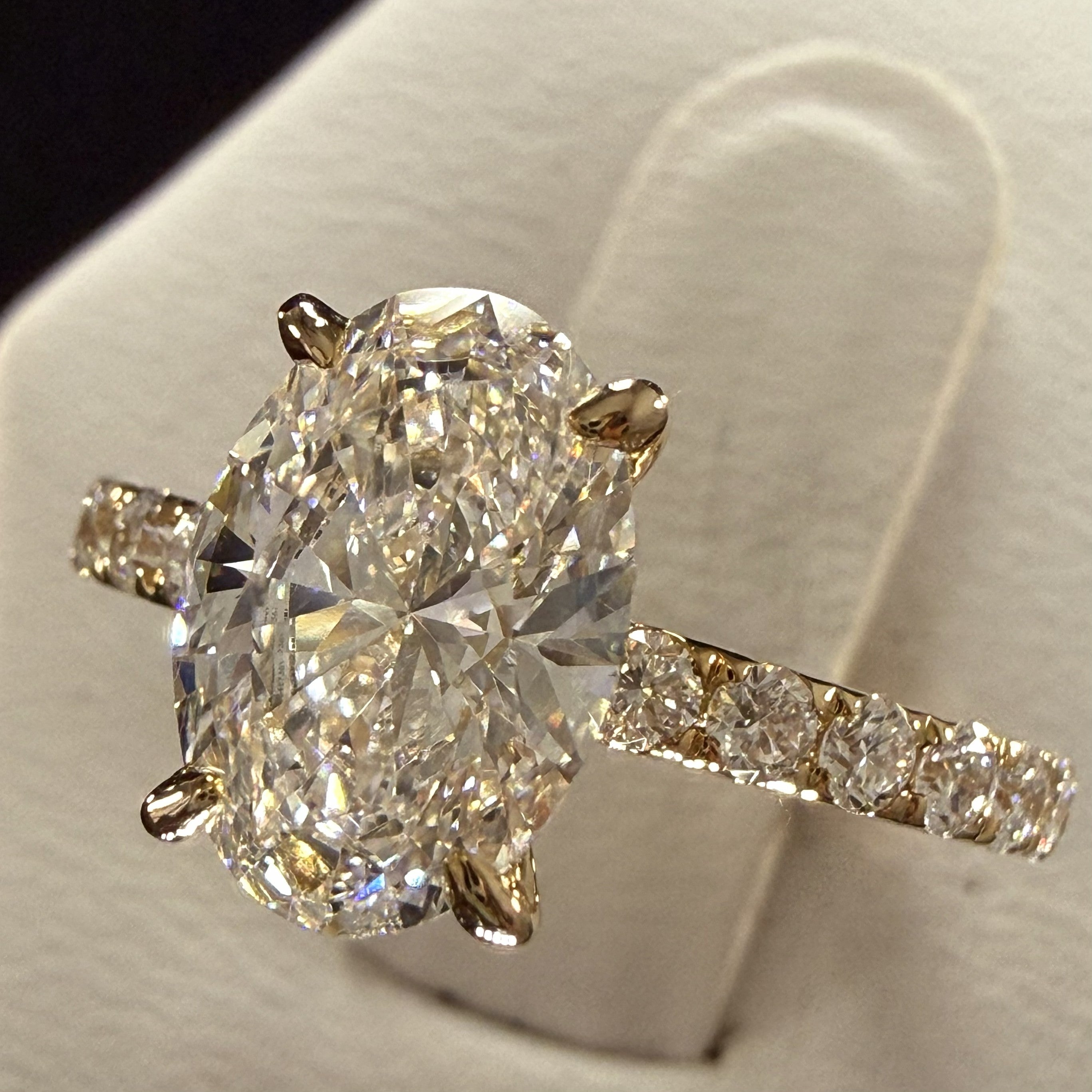 Oval Lab Grown Diamond Engagement Ring | 2.27ct IGI Certified | 14K Yellow Gold