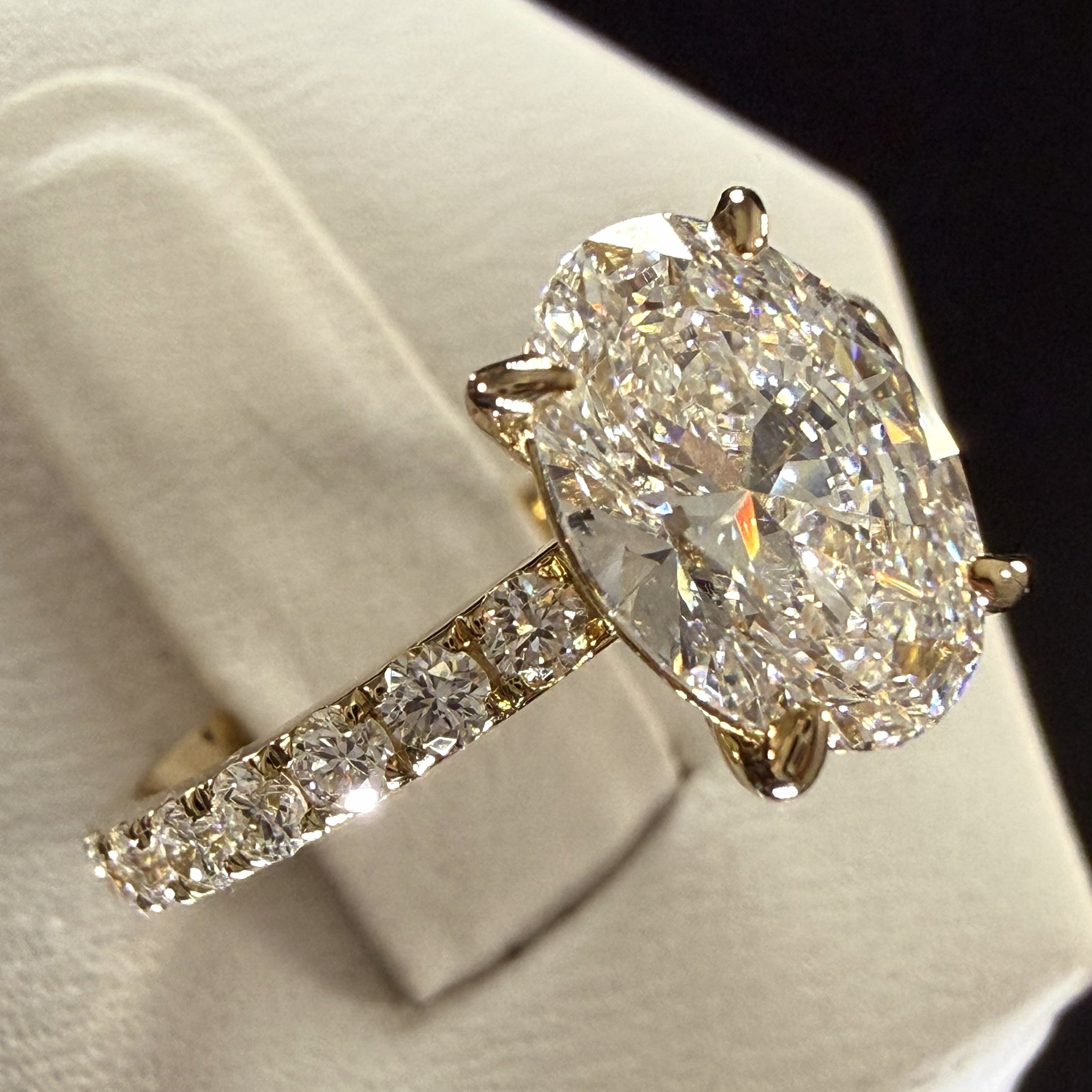 Oval Lab Grown Diamond Engagement Ring | 2.27ct IGI Certified | 14K Yellow Gold