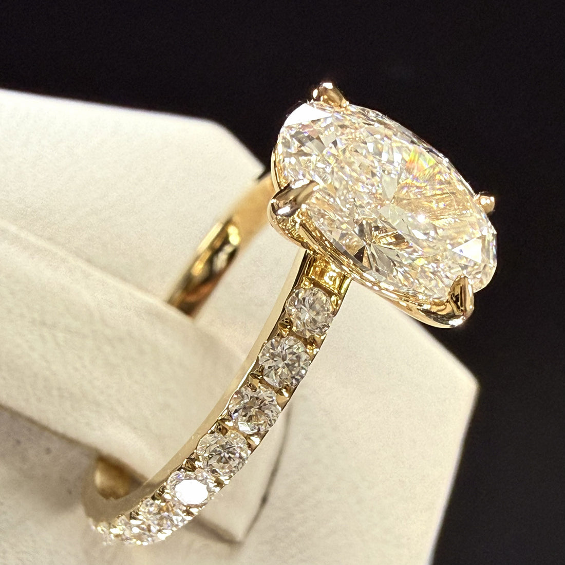 Oval Lab Grown Diamond Engagement Ring | 2.27ct IGI Certified | 14K Yellow Gold