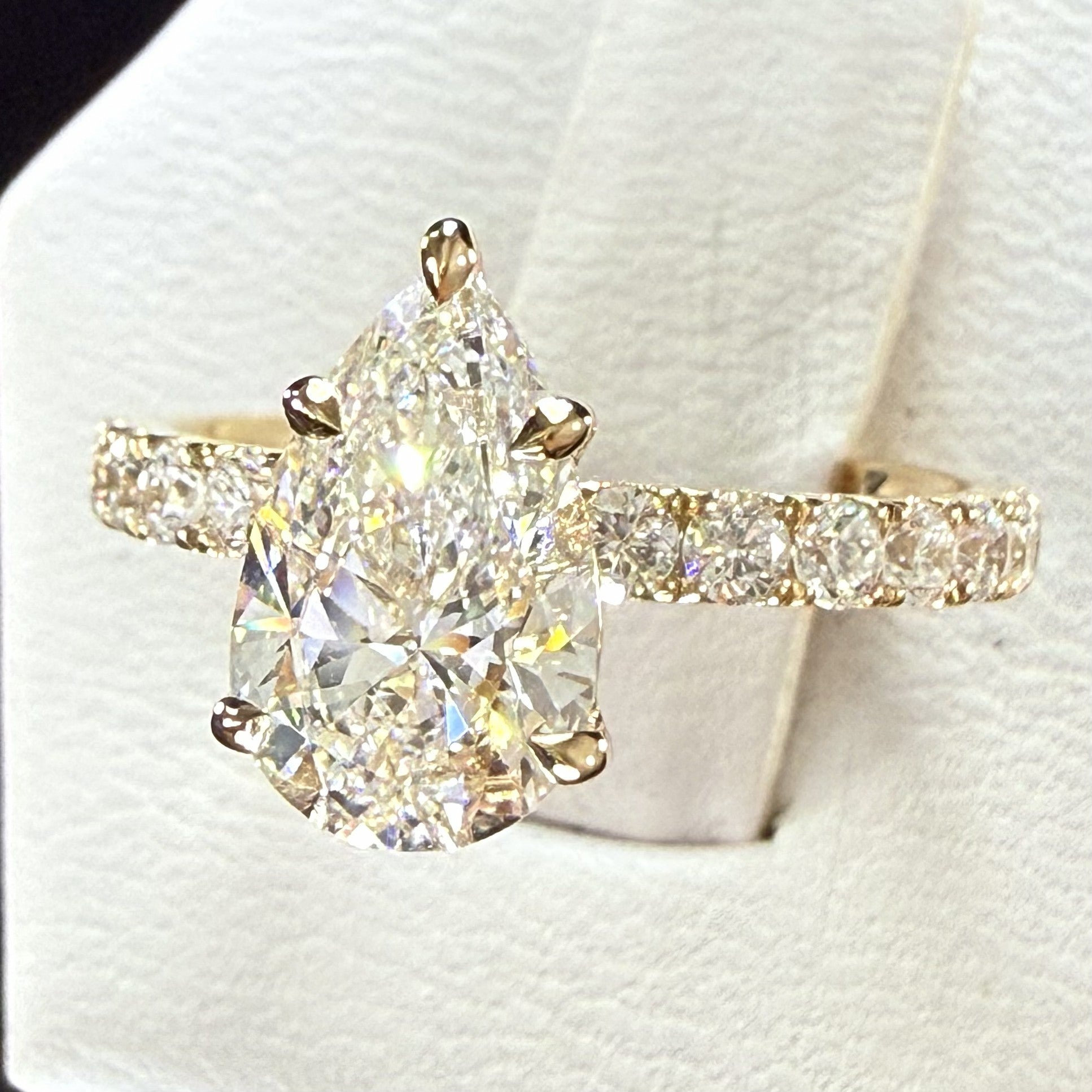 Pear Lab Grown Diamond Engagement Ring | 2.28ct IGI Certified | 14K Yellow Gold