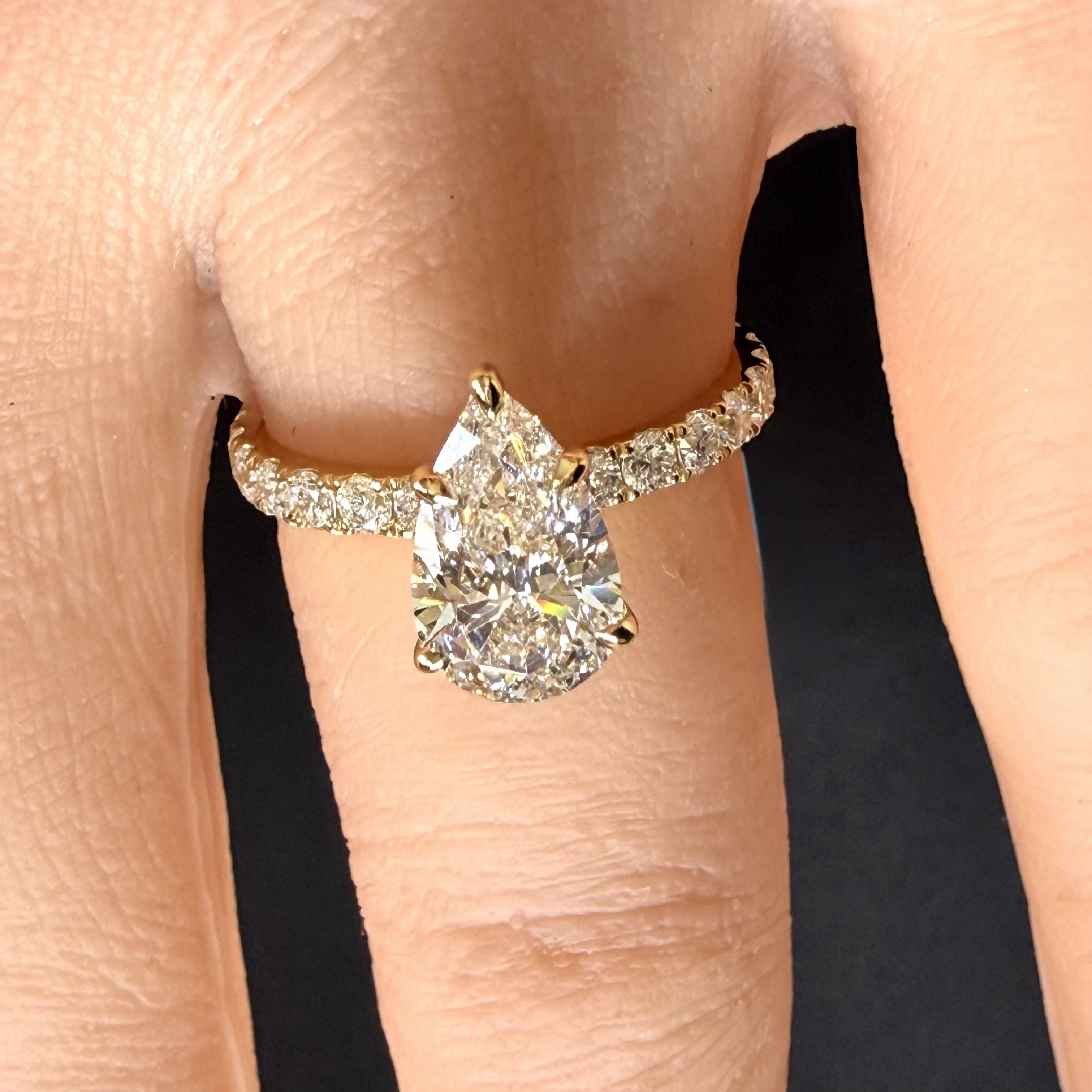 Pear Lab Grown Diamond Engagement Ring | 2.28ct IGI Certified | 14K Yellow Gold