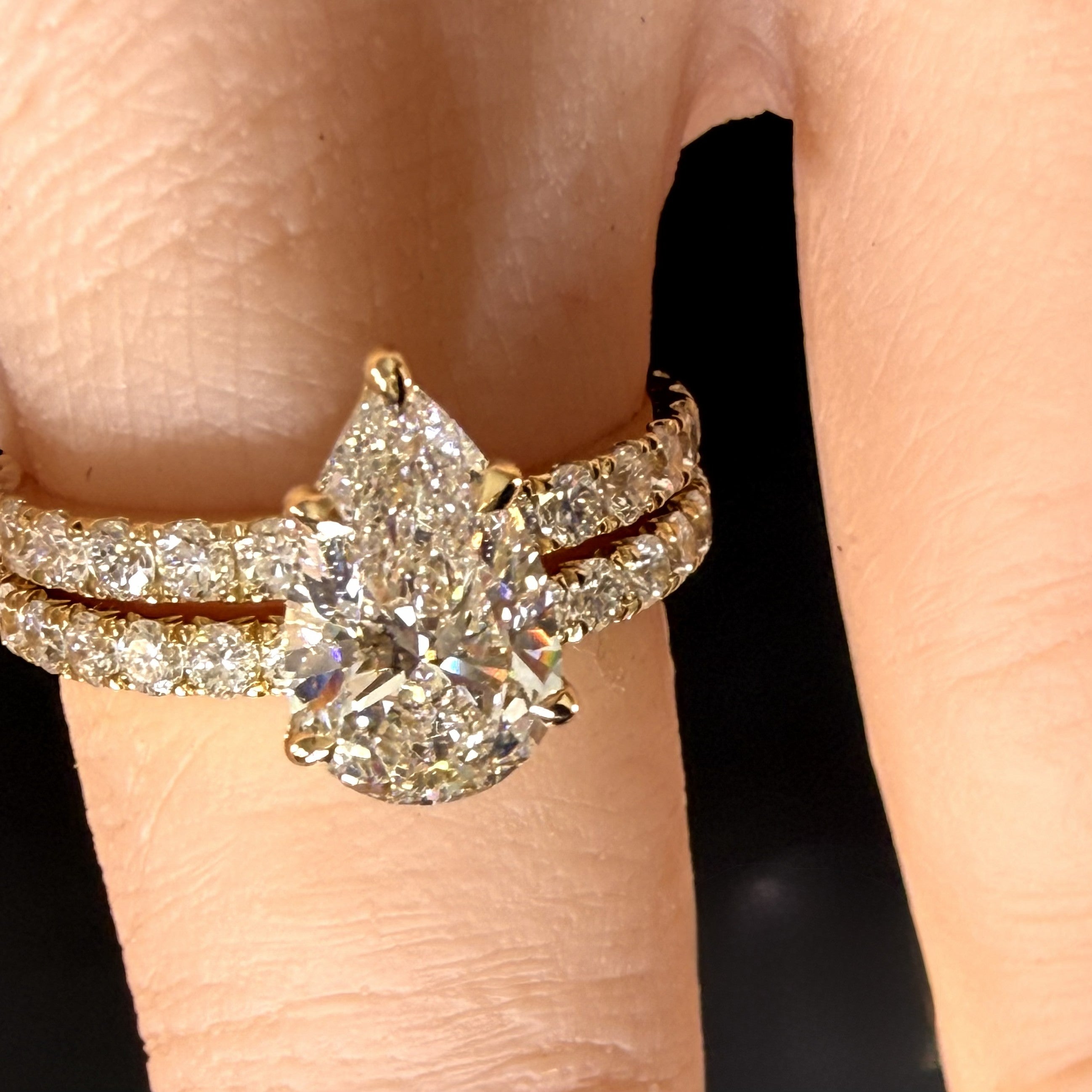 Pear Lab Grown Diamond Engagement Ring | 2.28ct IGI Certified | 14K Yellow Gold