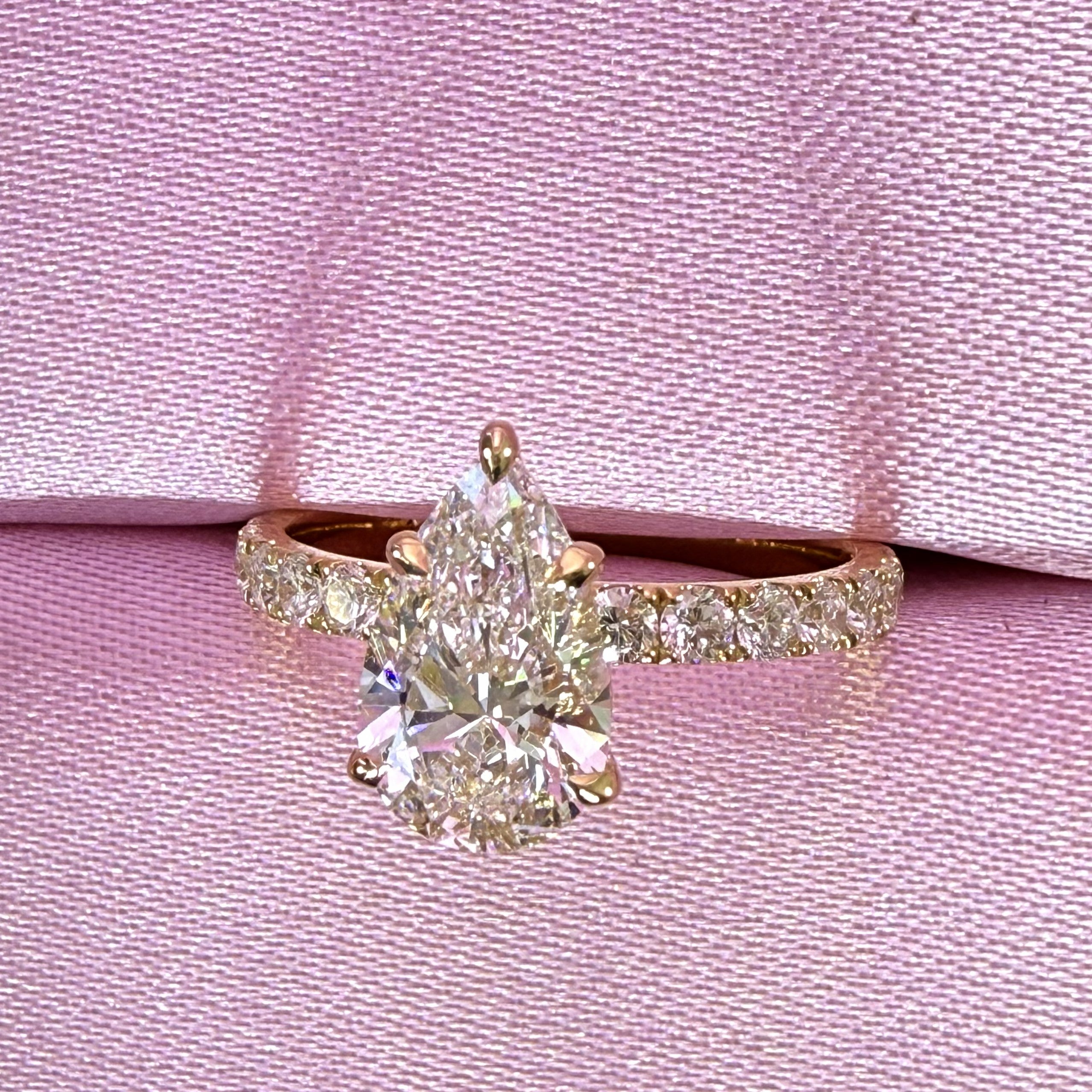 Pear Lab Grown Diamond Engagement Ring | 2.28ct IGI Certified | 14K Yellow Gold