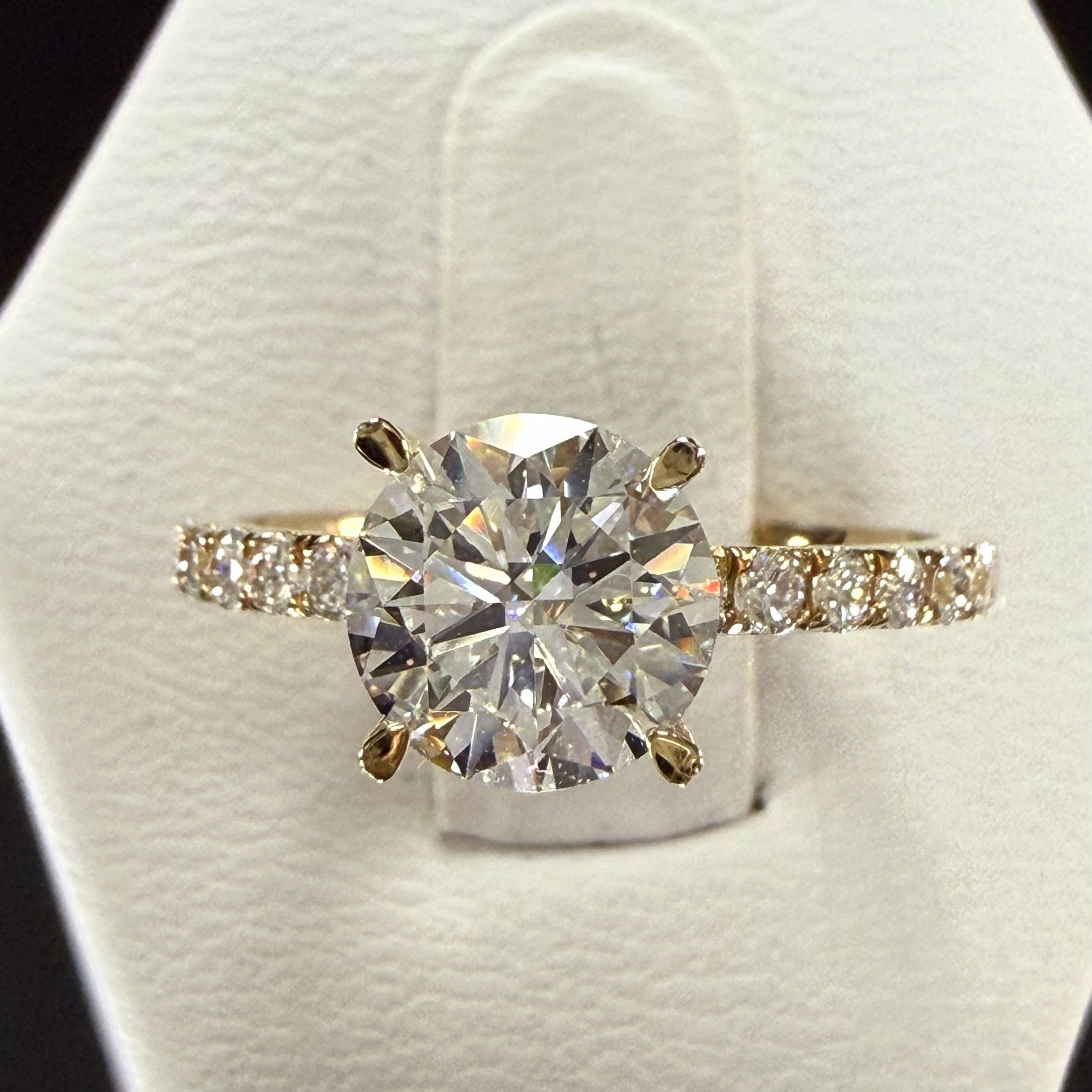 Round Lab Grown Diamond Engagement Ring | 2ct IGI Certified | 14K Yellow Gold