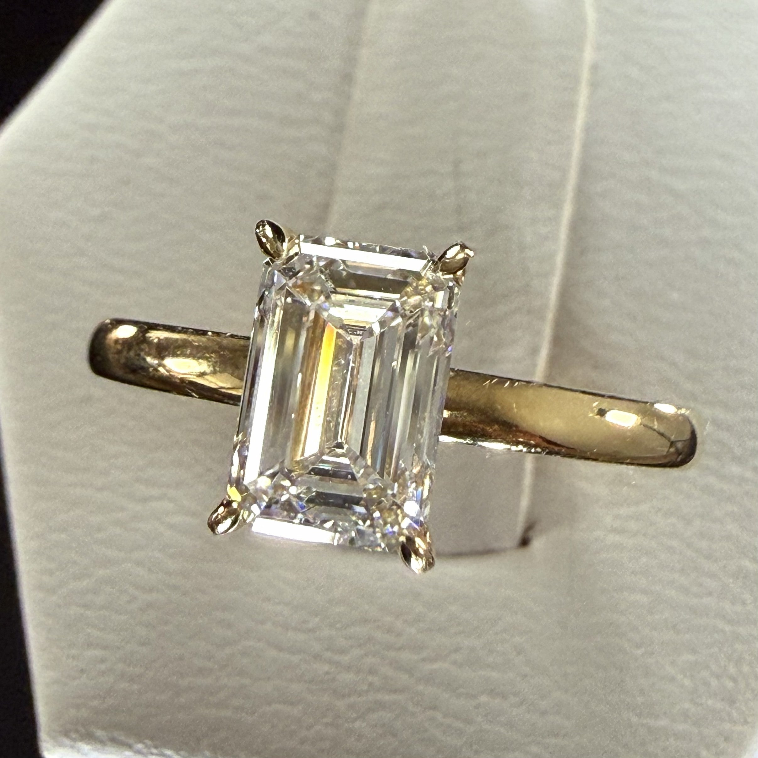 1.5ct Elongated Emerald Cut Lab Grown Diamond Engagement Ring