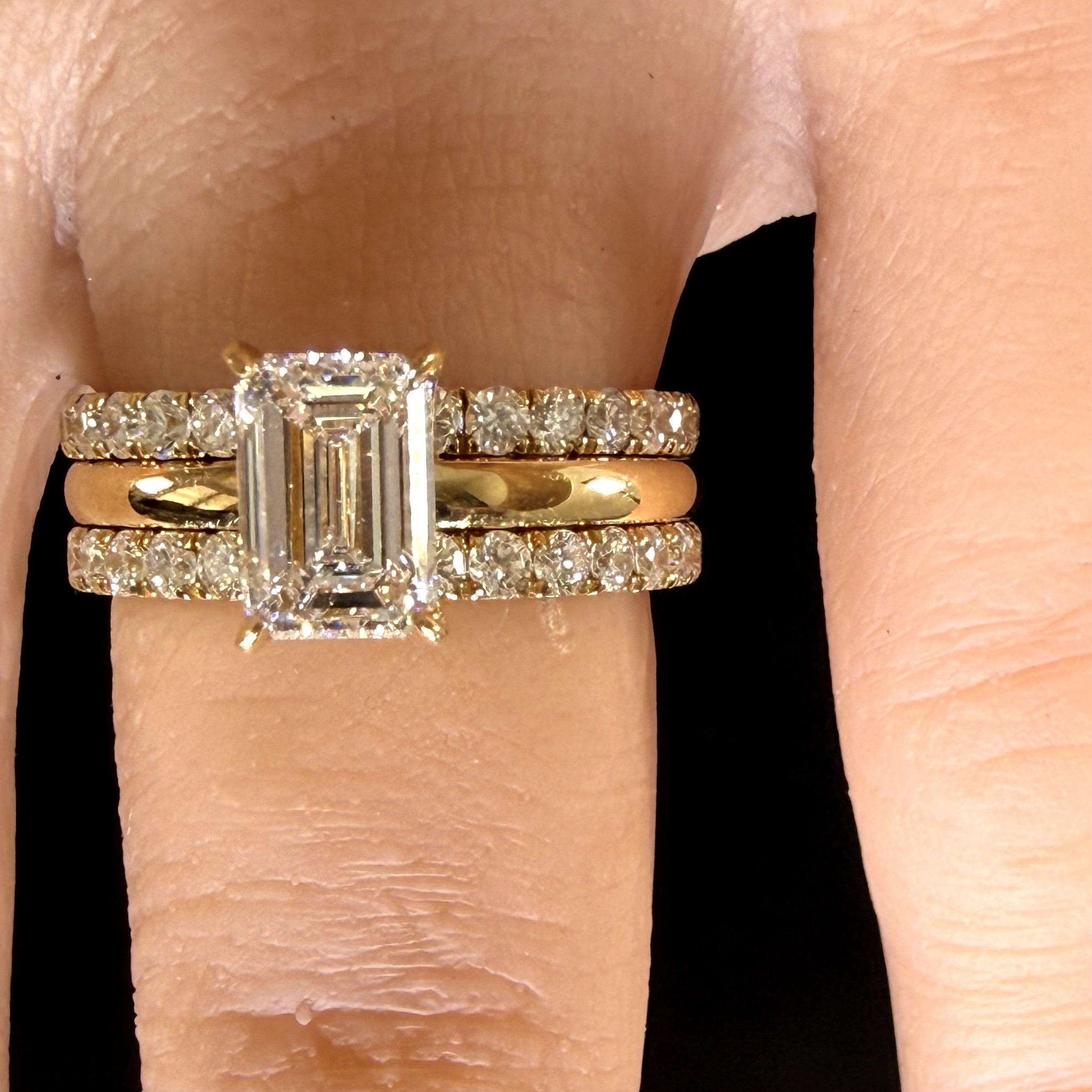 Elongated Emerald Cut Lab Grown Diamond Engagement Ring | 1.5ct IGI Certified | 14K Yellow Gold
