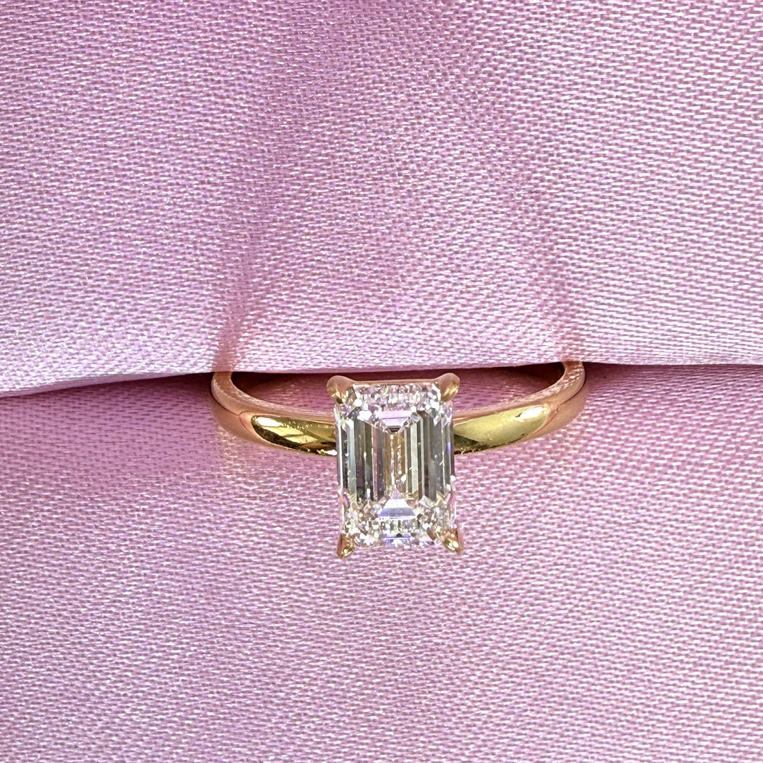 Elongated Emerald Cut Lab Grown Diamond Engagement Ring | 1.5ct IGI Certified | 14K Yellow Gold