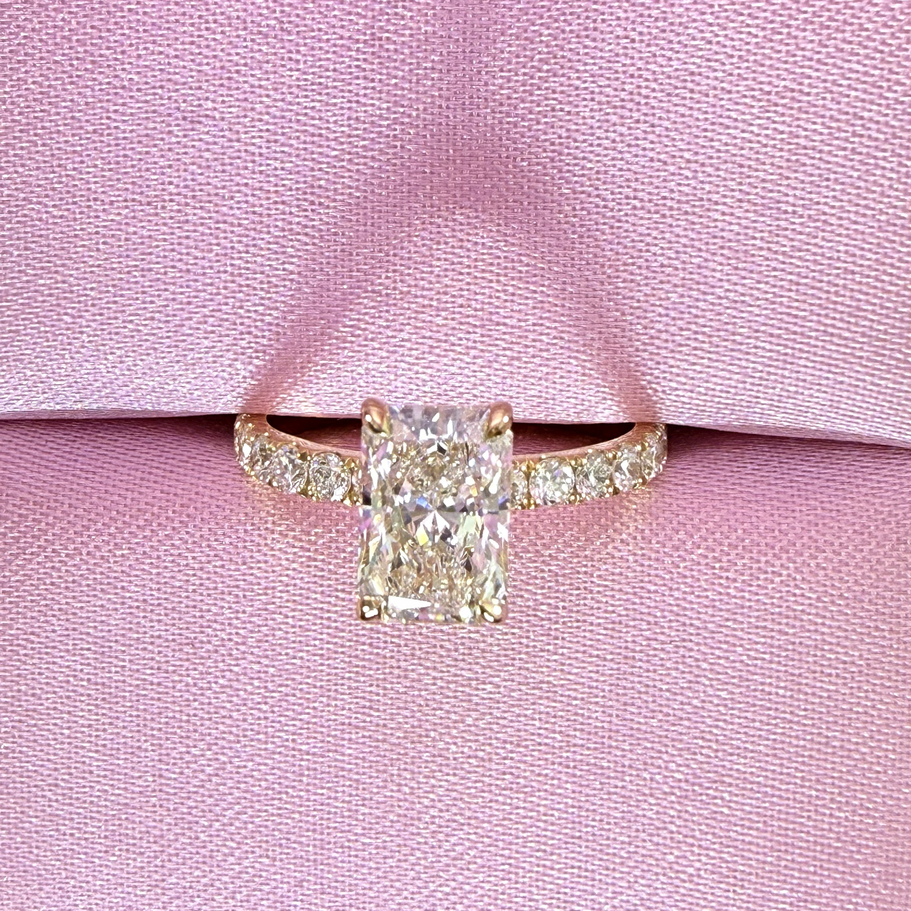 Radiant Cut Lab Grown Diamond Engagement Ring | 2.27ct IGI Certified | 14K Yellow Gold
