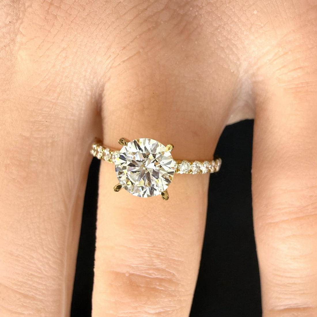 Round Lab Grown Diamond Engagement Ring | 2ct IGI Certified | 14K Yellow Gold