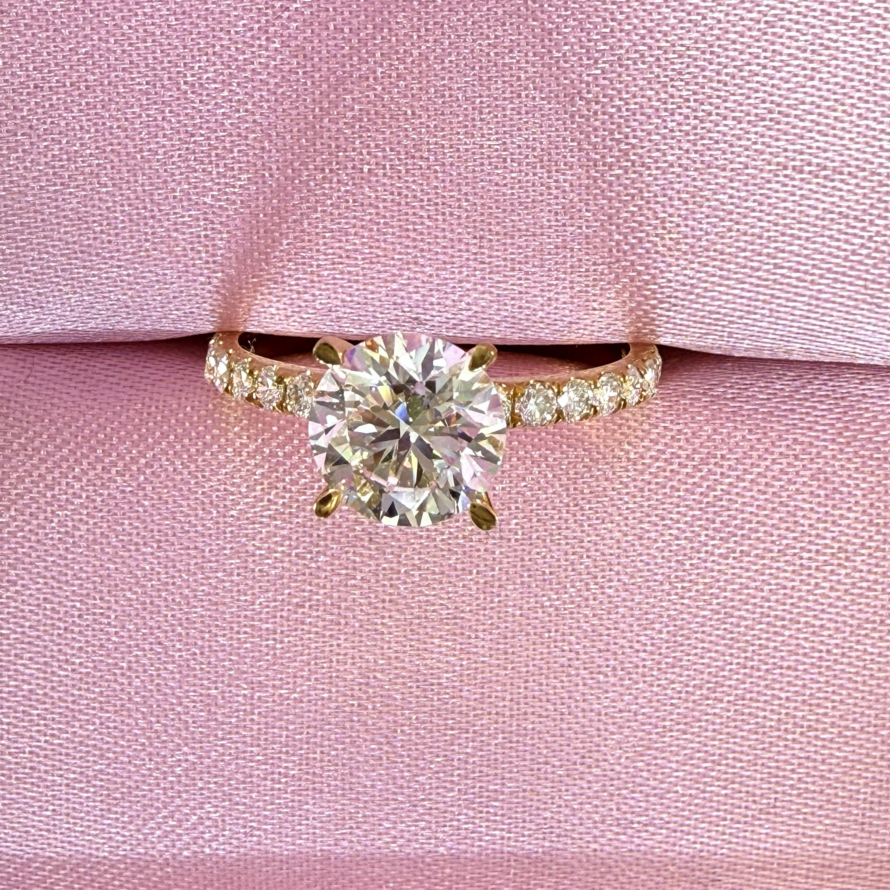 Round Lab Grown Diamond Engagement Ring | 2ct IGI Certified | 14K Yellow Gold