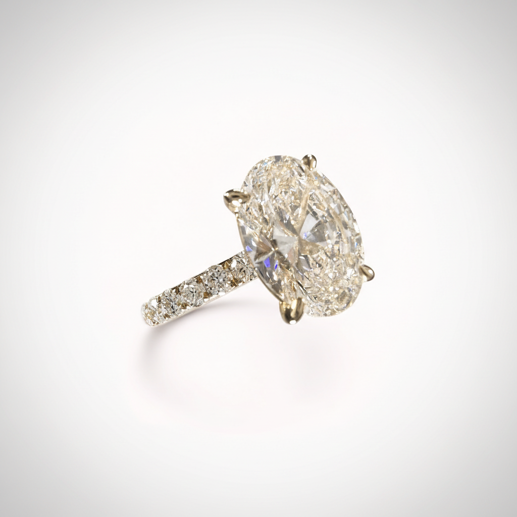 3.77ct oval lab-grown diamond ring matched to listing background