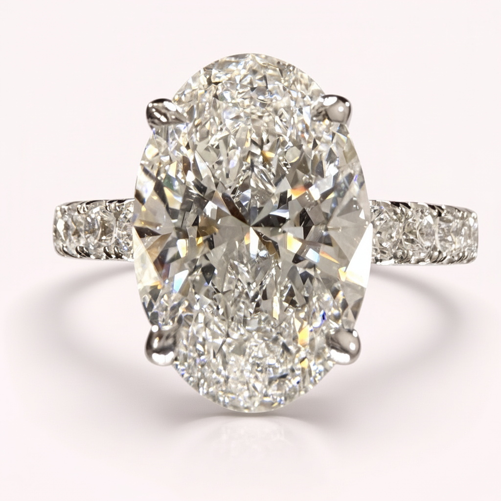 3.78ct oval lab-grown diamond ring matched to listing background