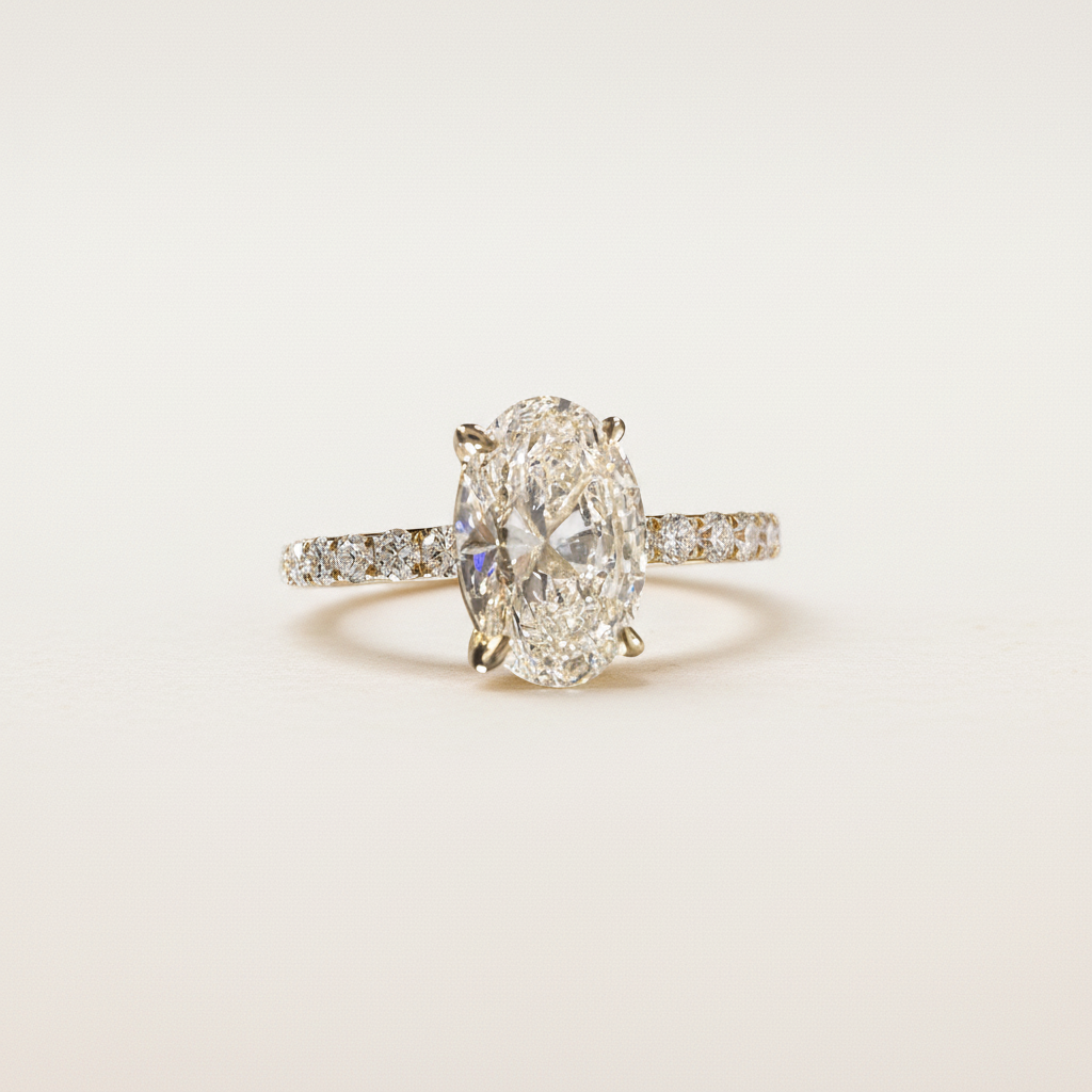 3.77ct oval diamond ring close-up