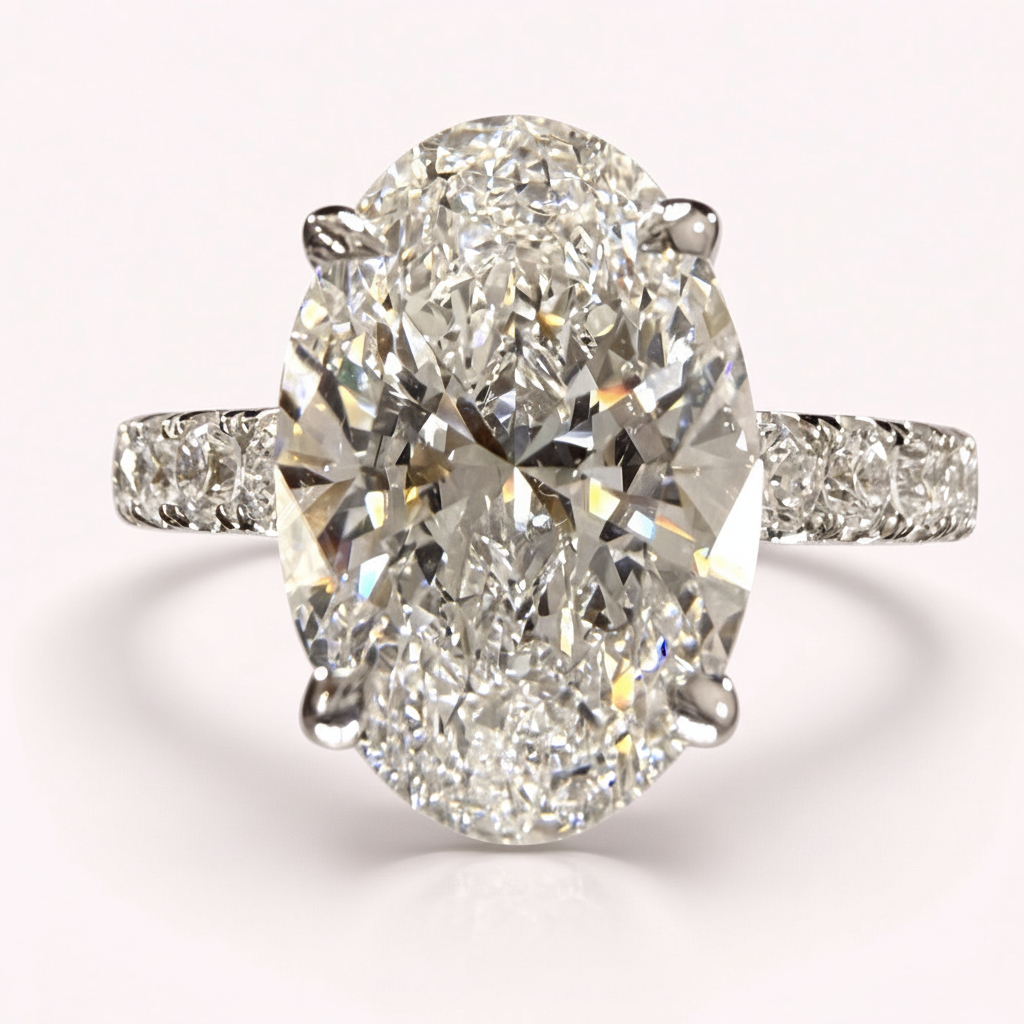 Oval-cut diamond pavé band detail