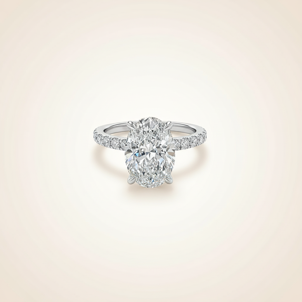 Lab-grown oval diamond engagement ring
