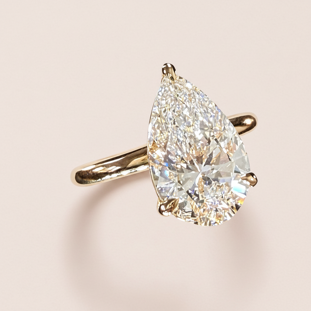 IGI-certified pear lab-grown diamond ring